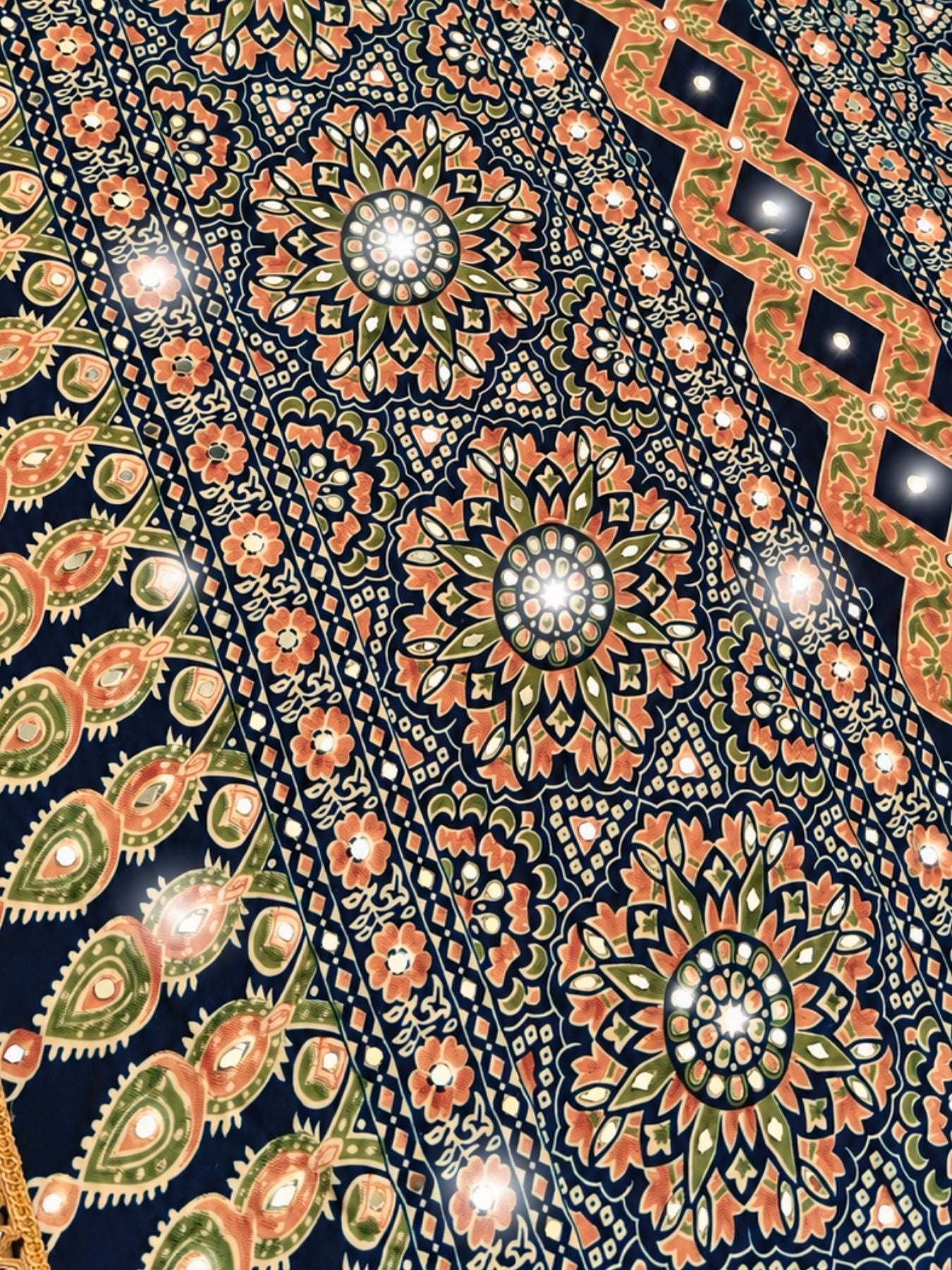 Ajrakh Crepe Silk Mirror Work Saree