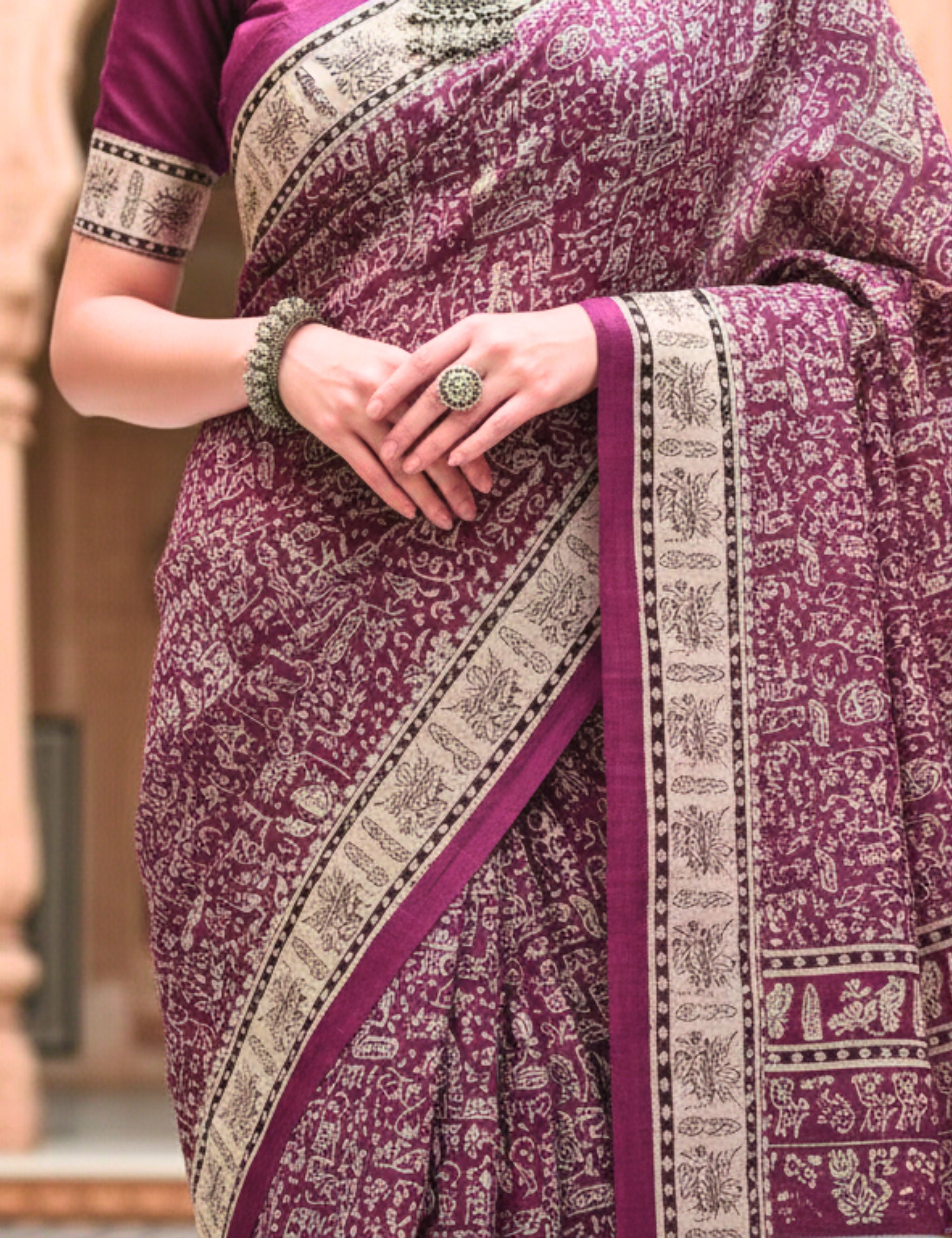 Solid Crepe Silk Saree