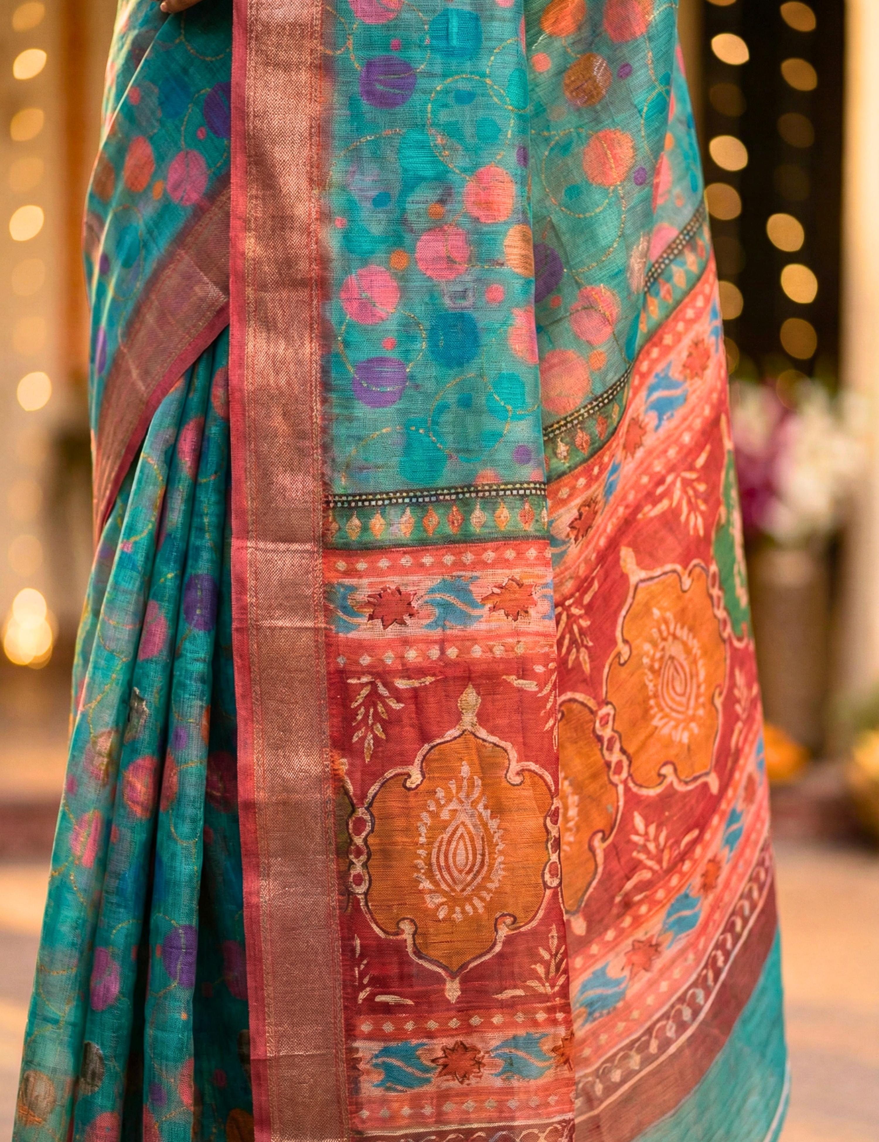 Polka Linen Blend Saree