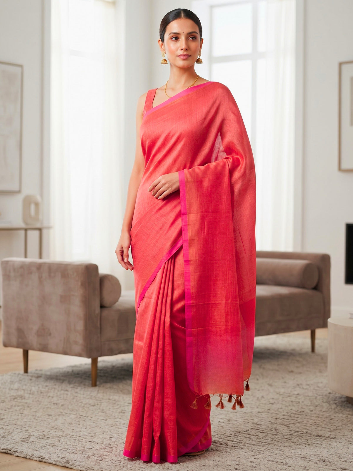 Solid Bengal Cotton Tissue Saree