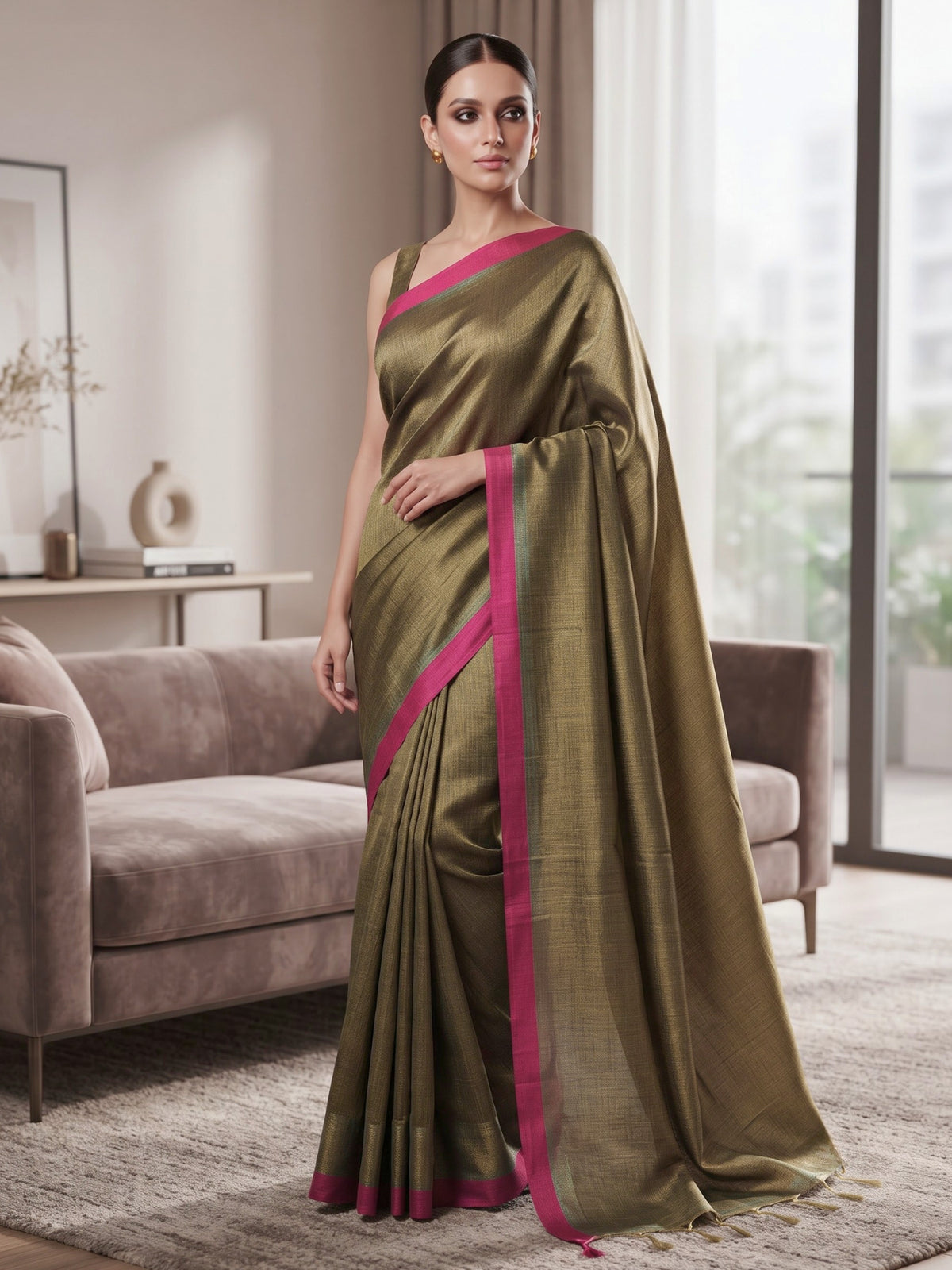 Solid Bengal Cotton Tissue Saree
