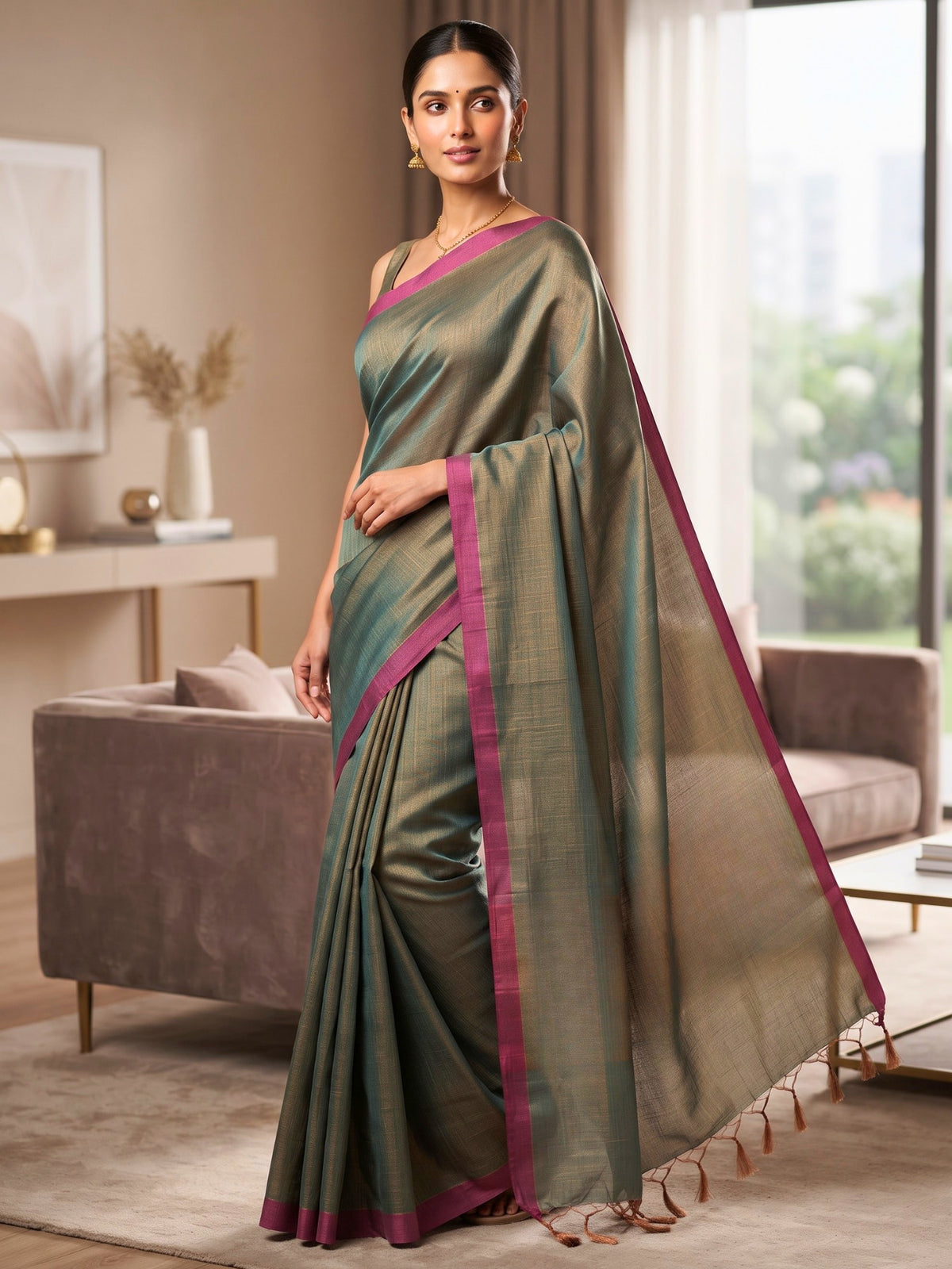 Solid Bengal Cotton Tissue Saree