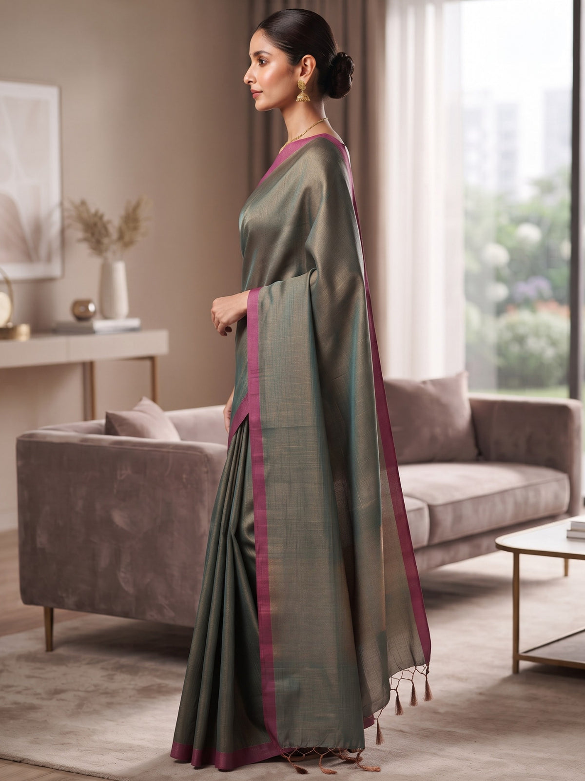 Solid Bengal Cotton Tissue Saree