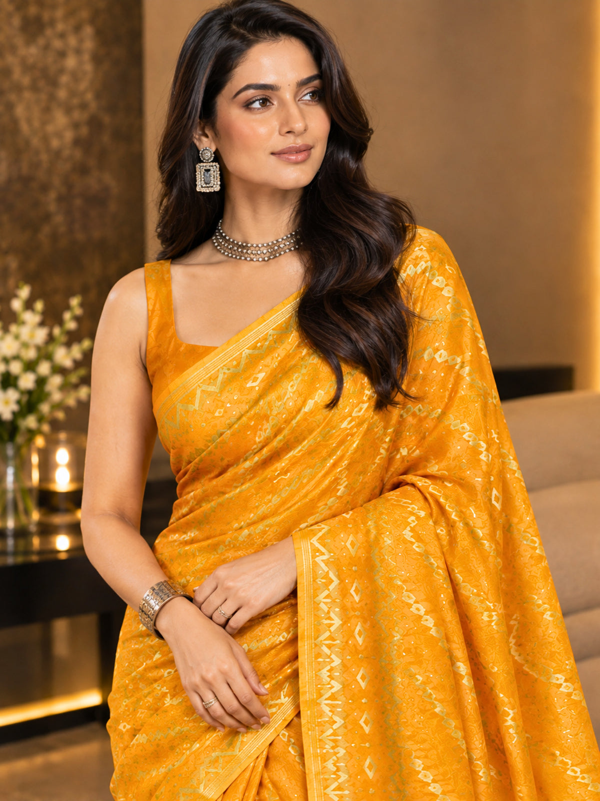Ethnic Orange Bengal Cotton Saree
