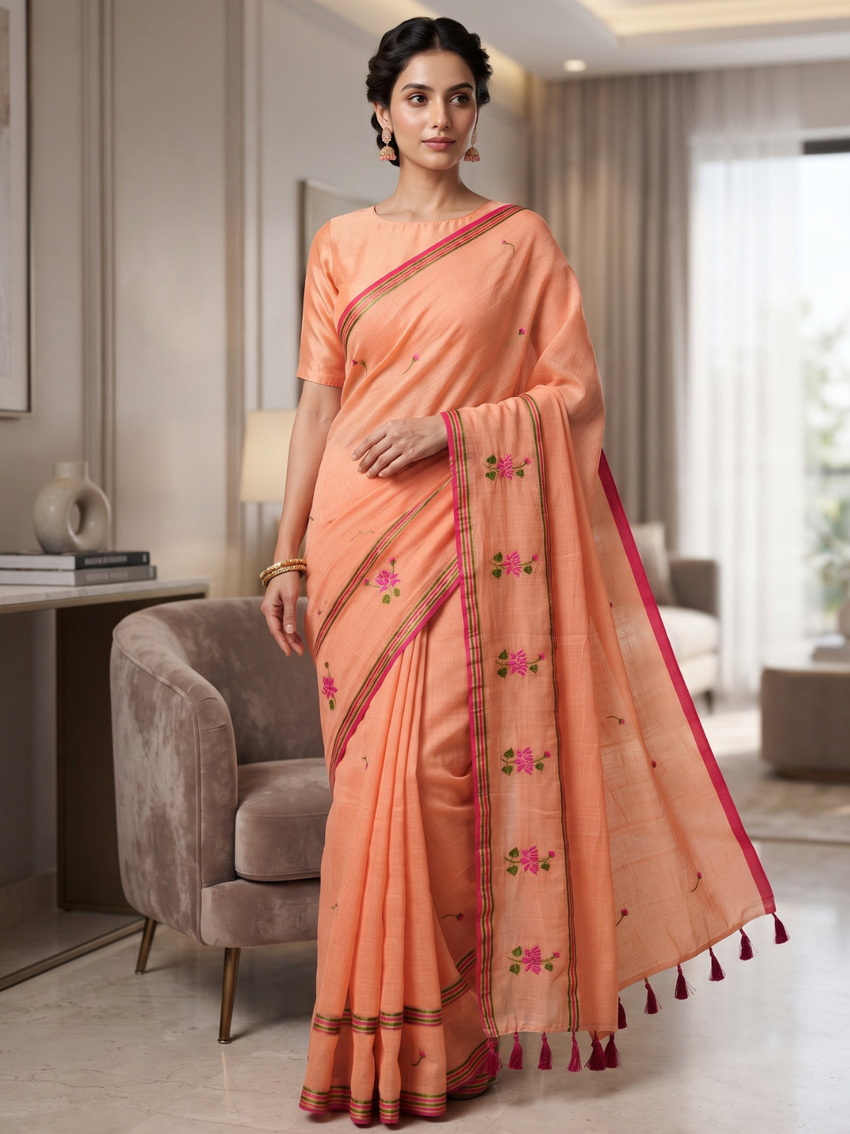 Embroidered Bengal Cotton Saree