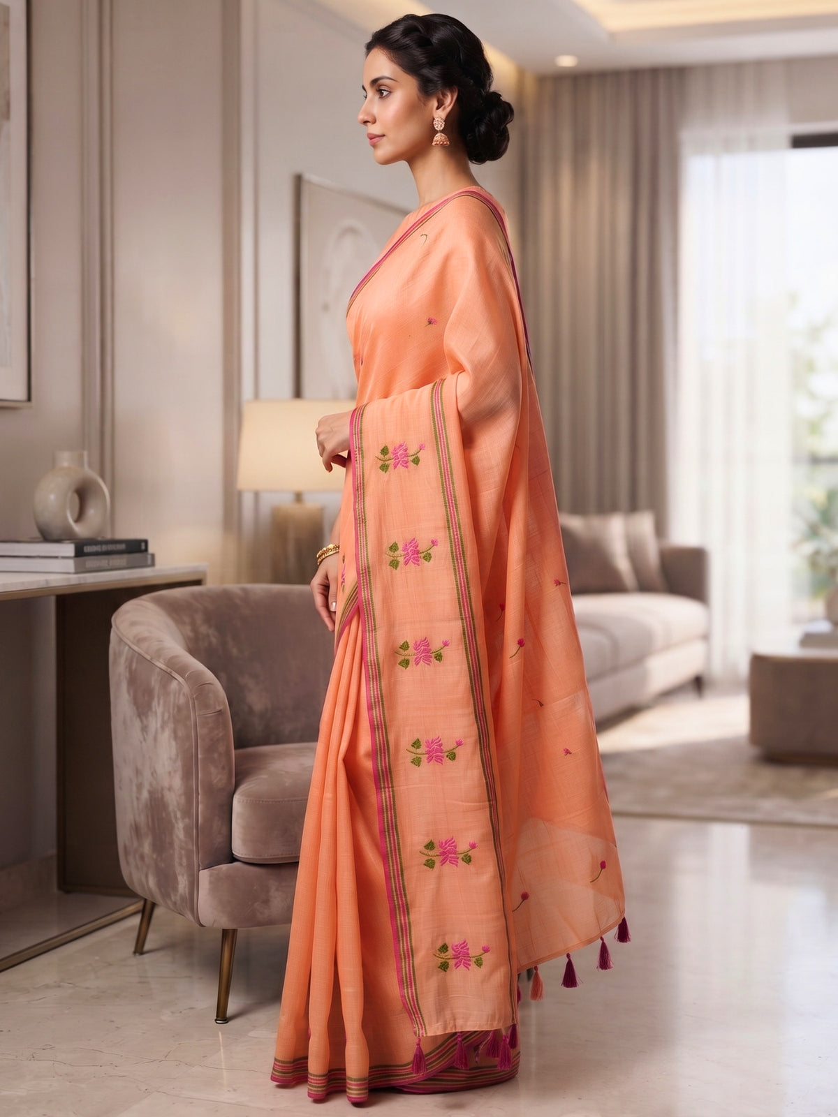 Embroidered Bengal Cotton Saree