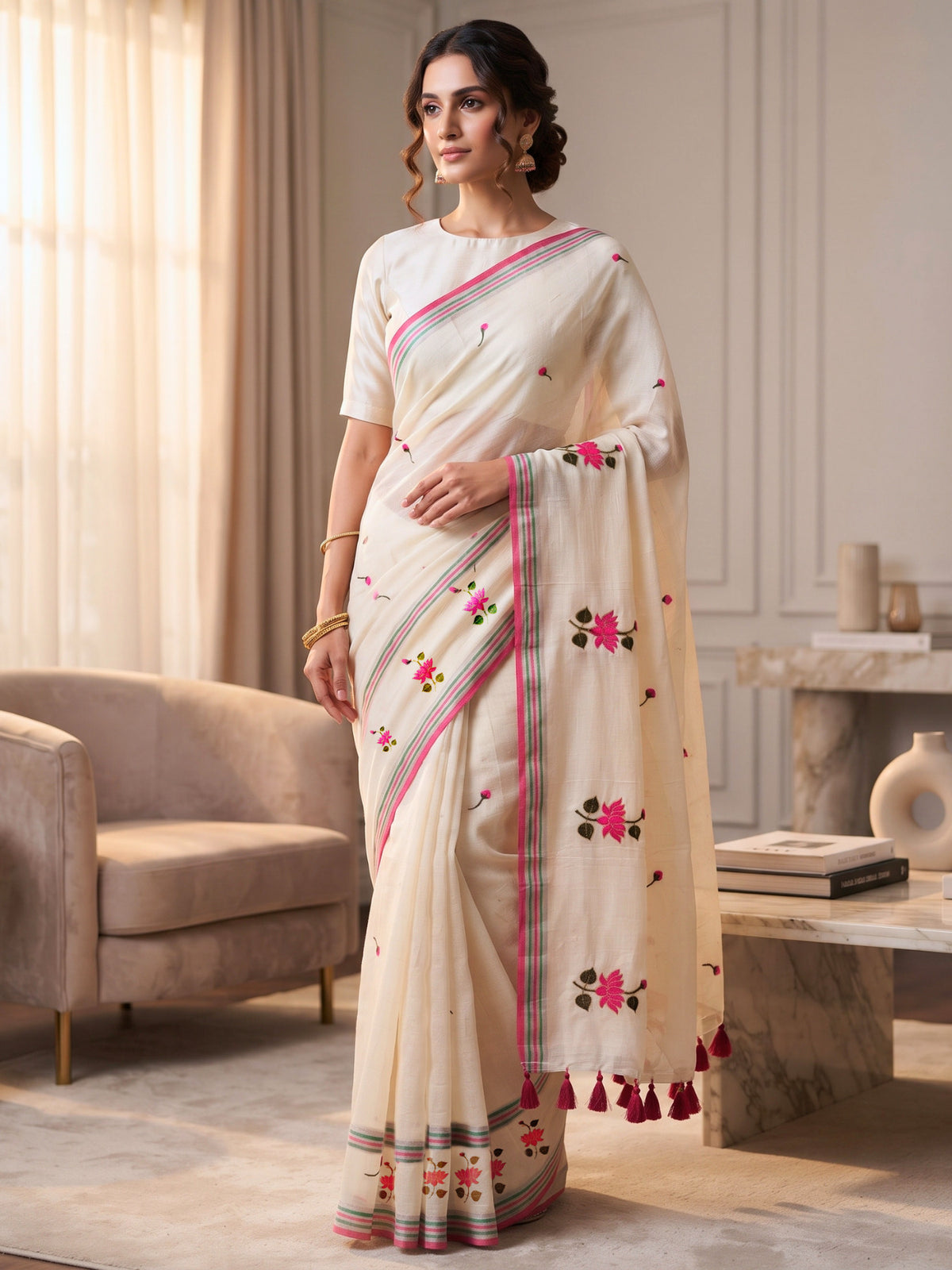 Embroidered Bengal Cotton Saree