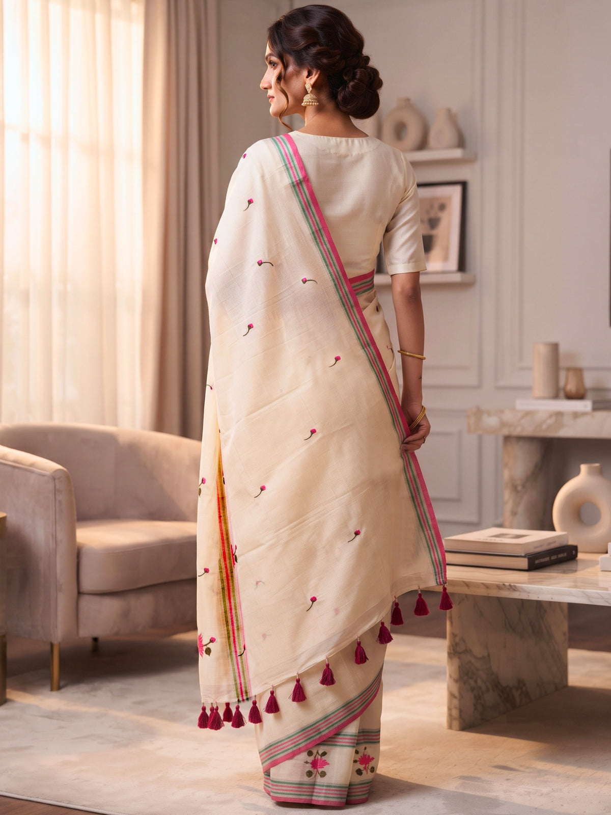 Embroidered Bengal Cotton Saree