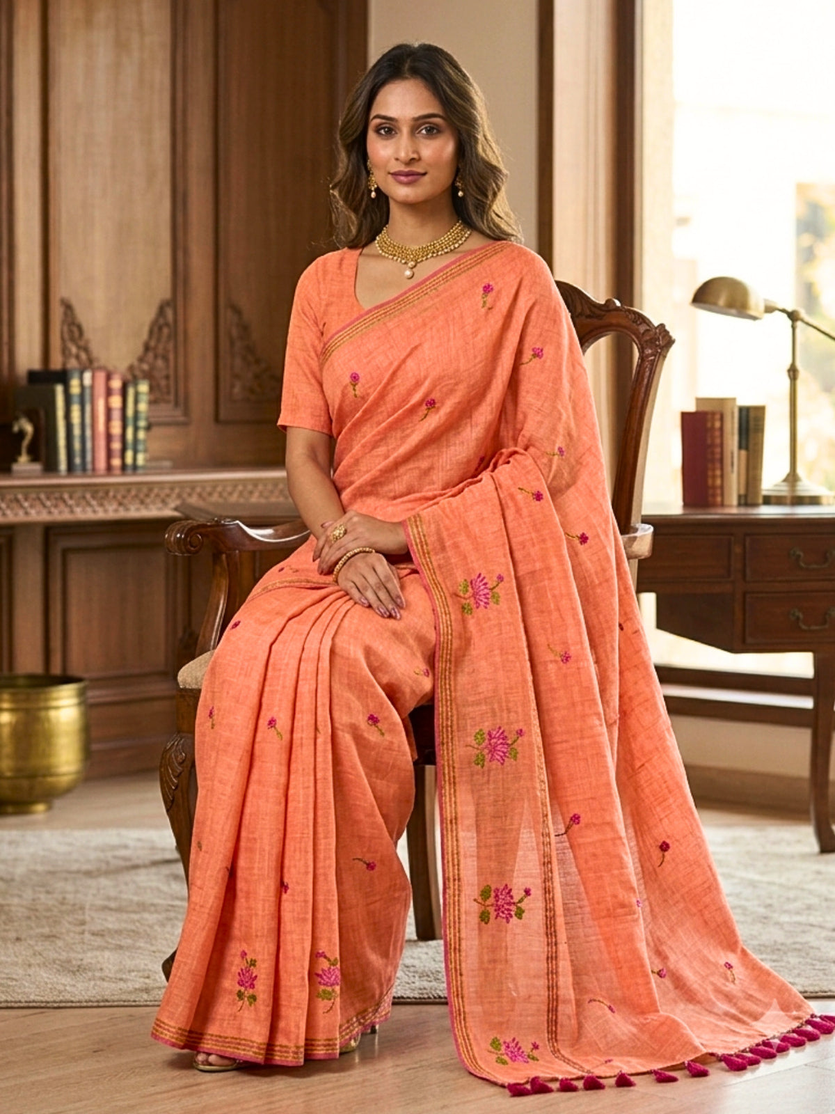 Embroidered Bengal Cotton Saree
