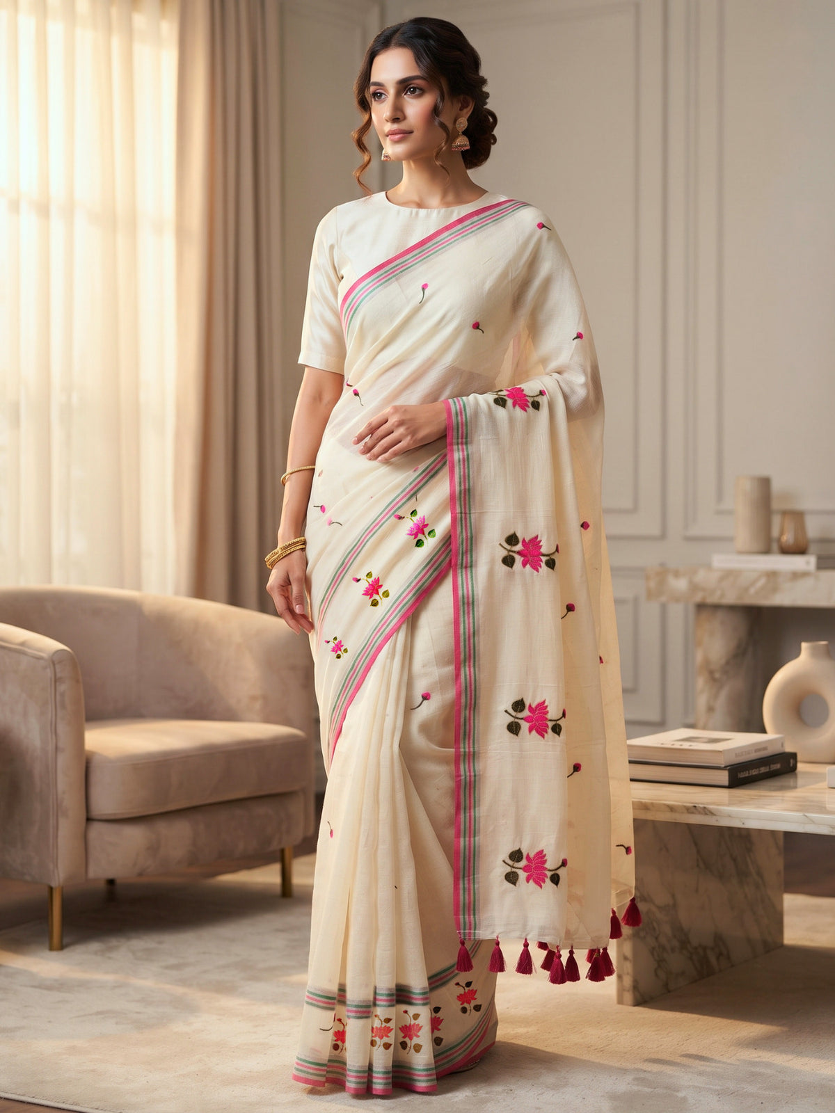 Embroidered Bengal Cotton Saree