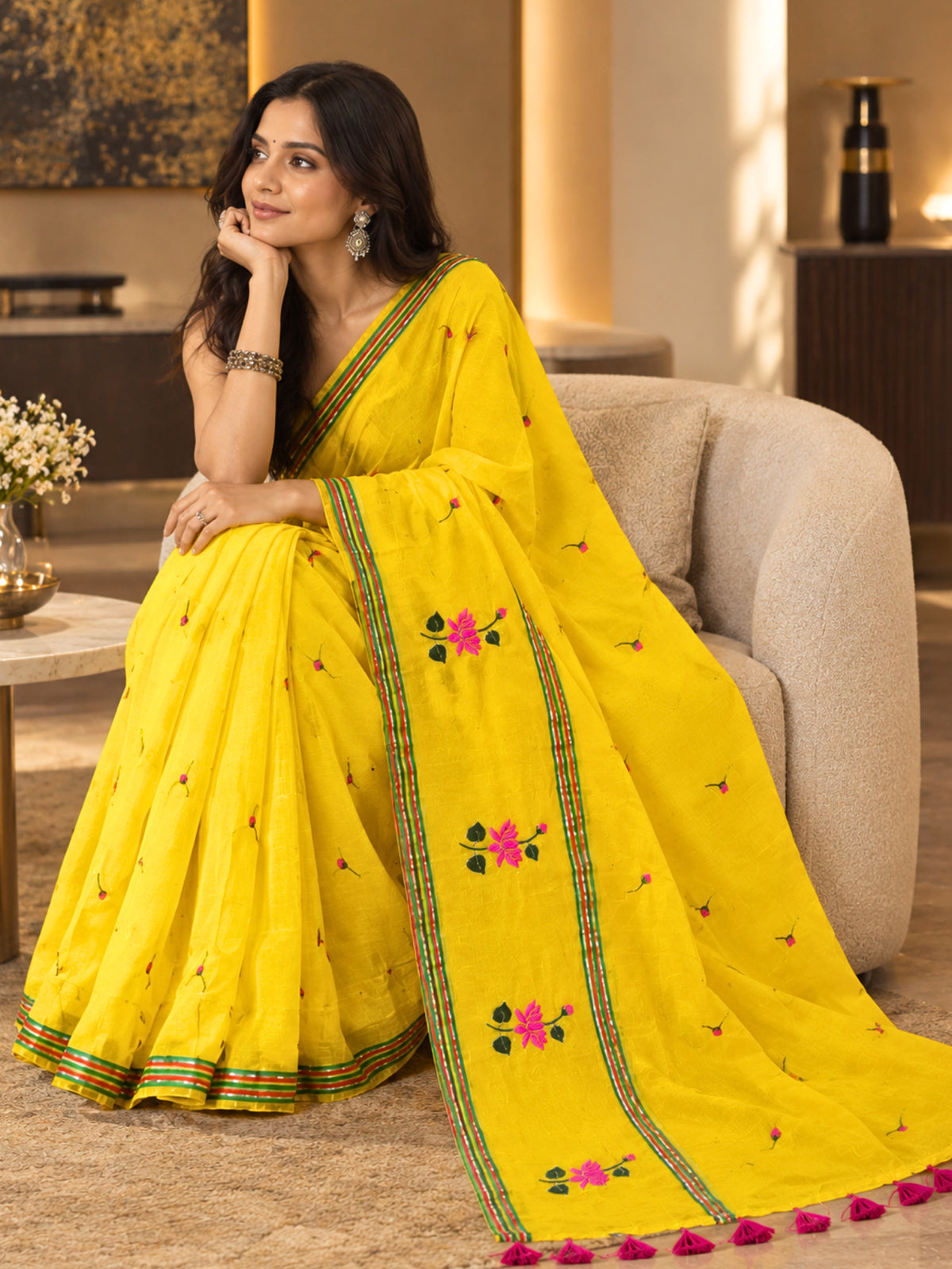Embroidered Bengal Cotton Saree