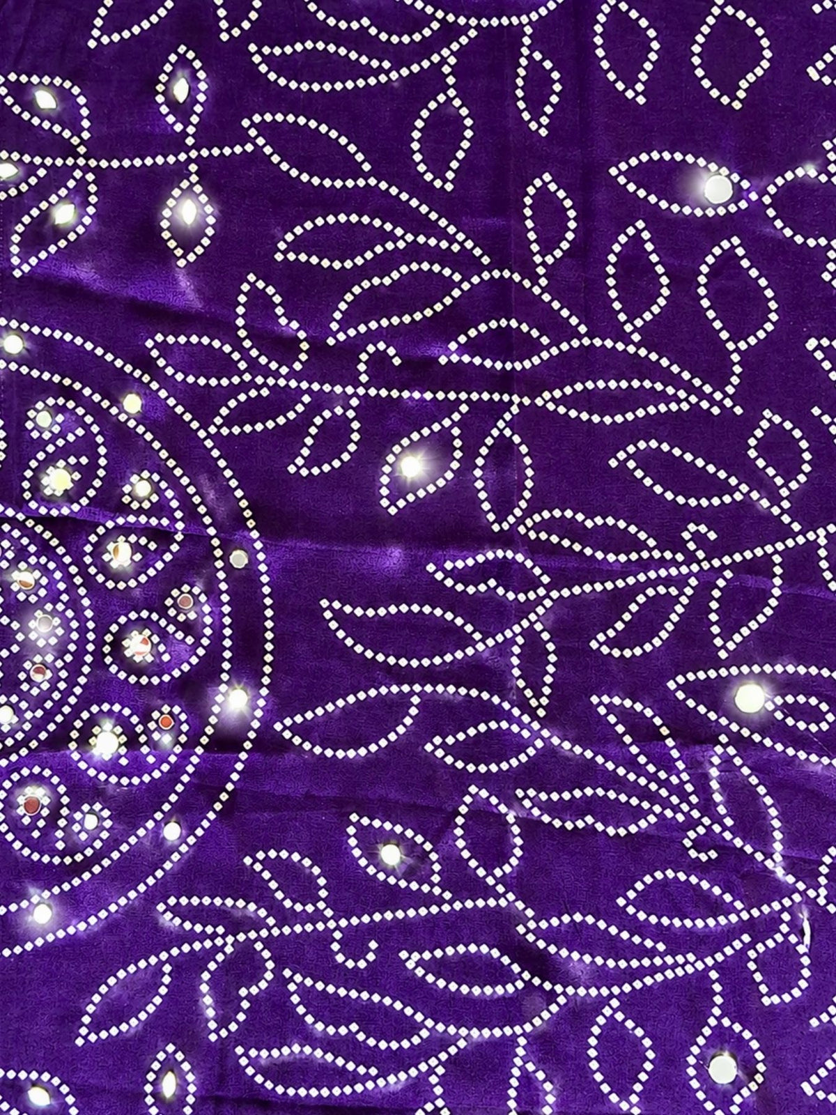 Ajrakh Crepe Silk Mirror Work Saree