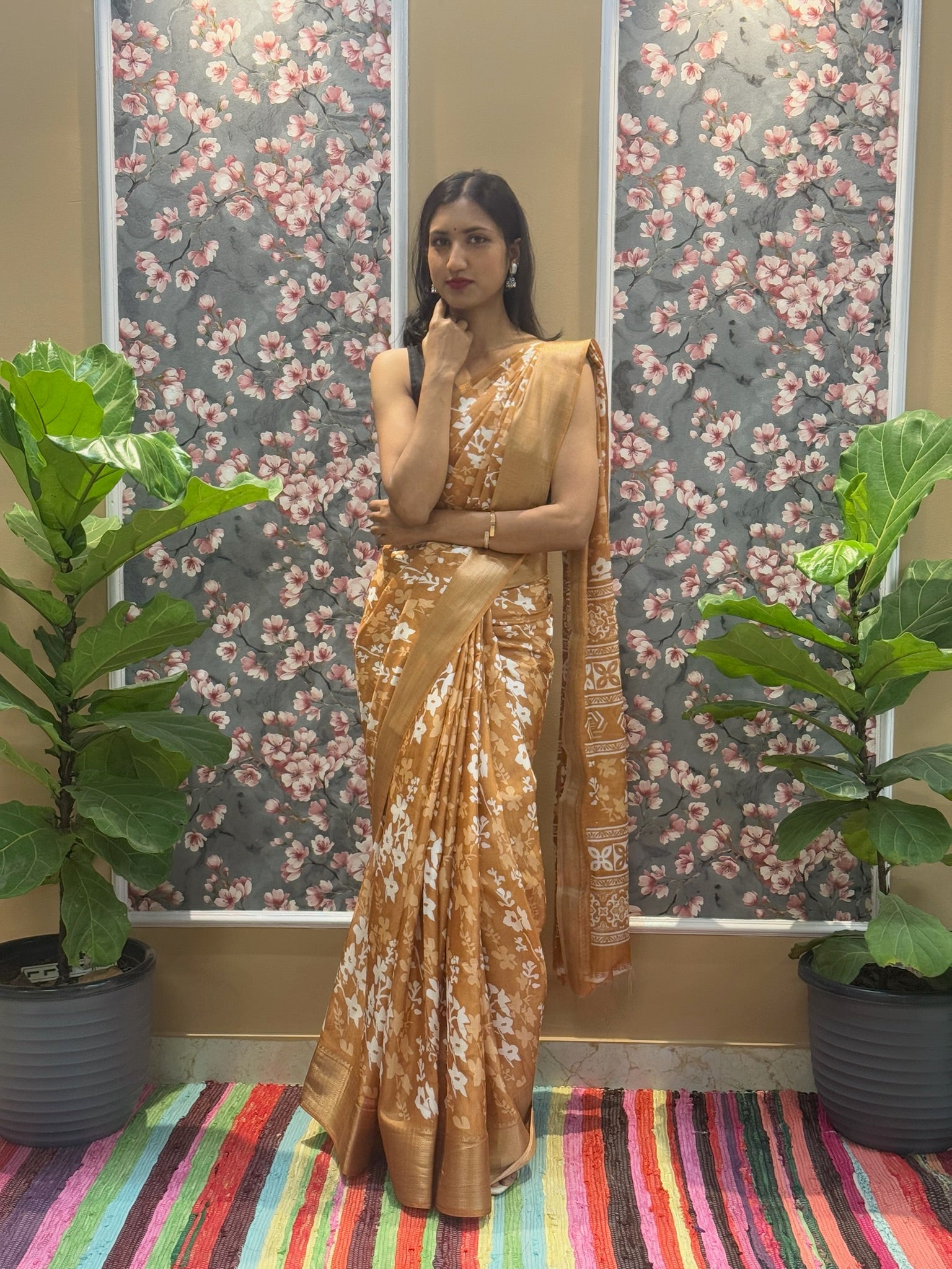 Floral Cotton Blend Saree