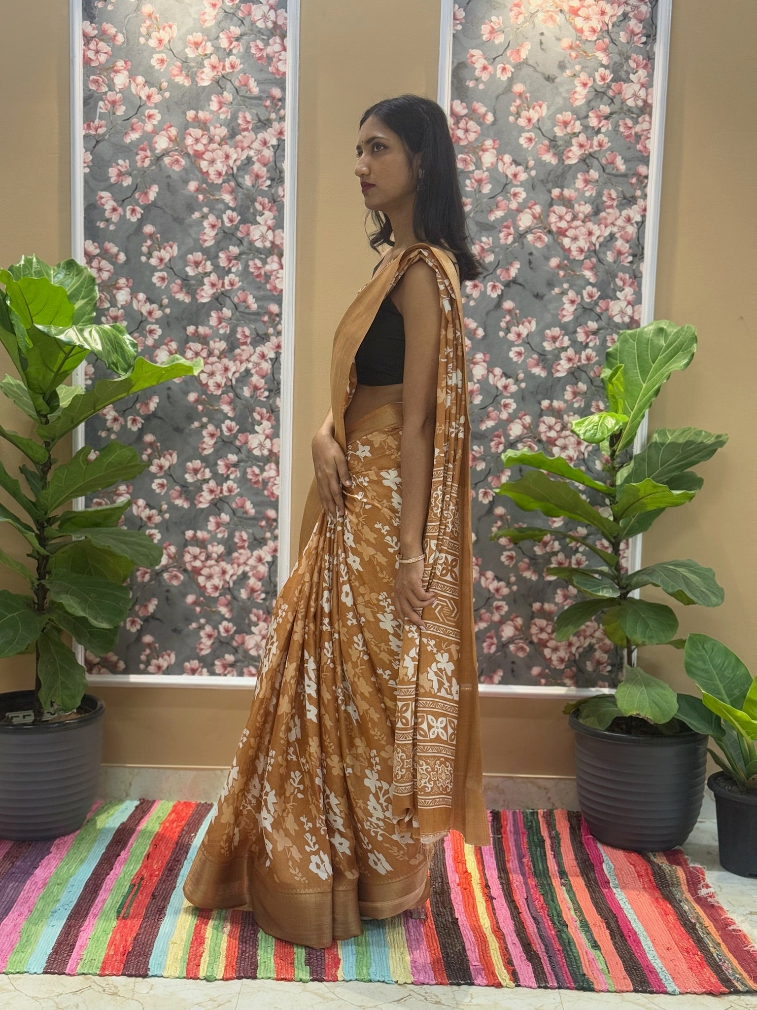 Floral Cotton Blend Saree