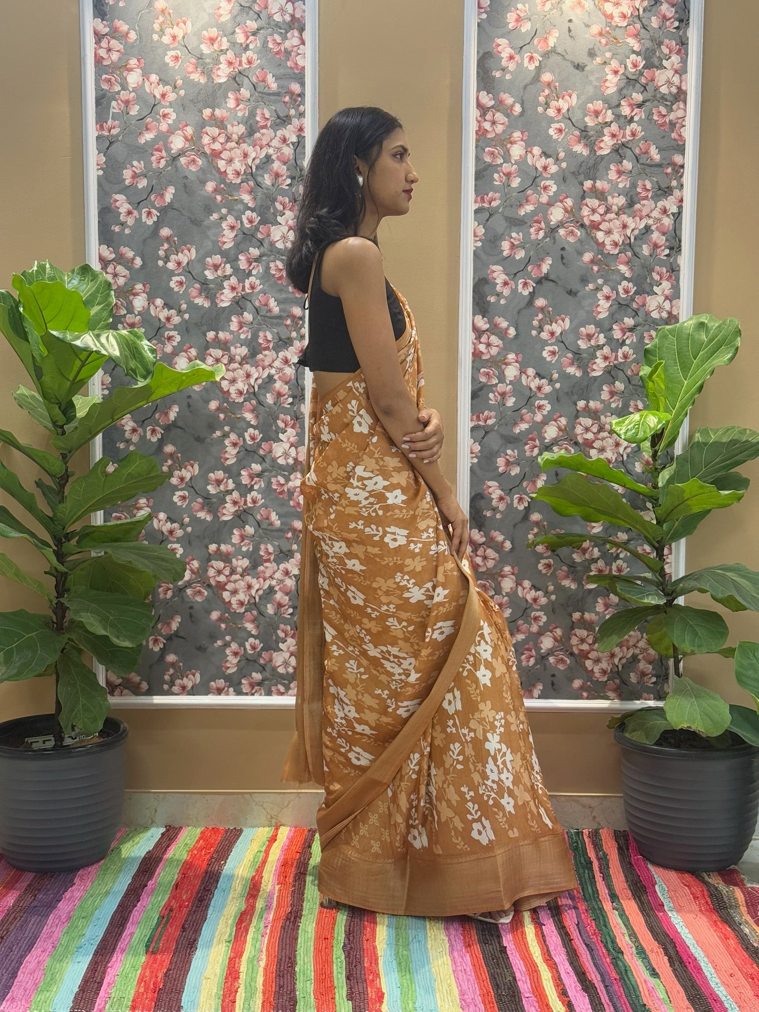 Floral Cotton Blend Saree