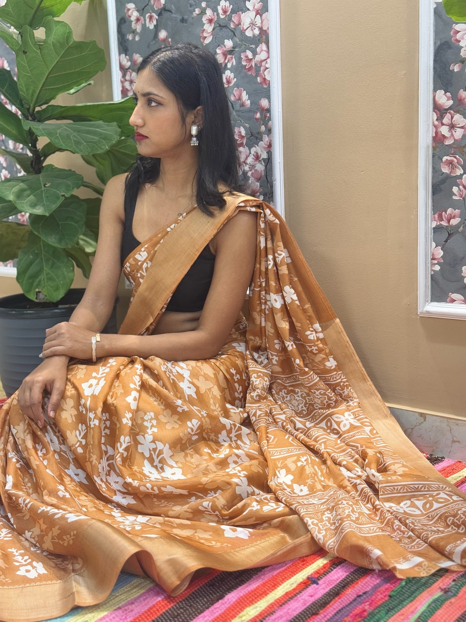 Floral Cotton Blend Saree