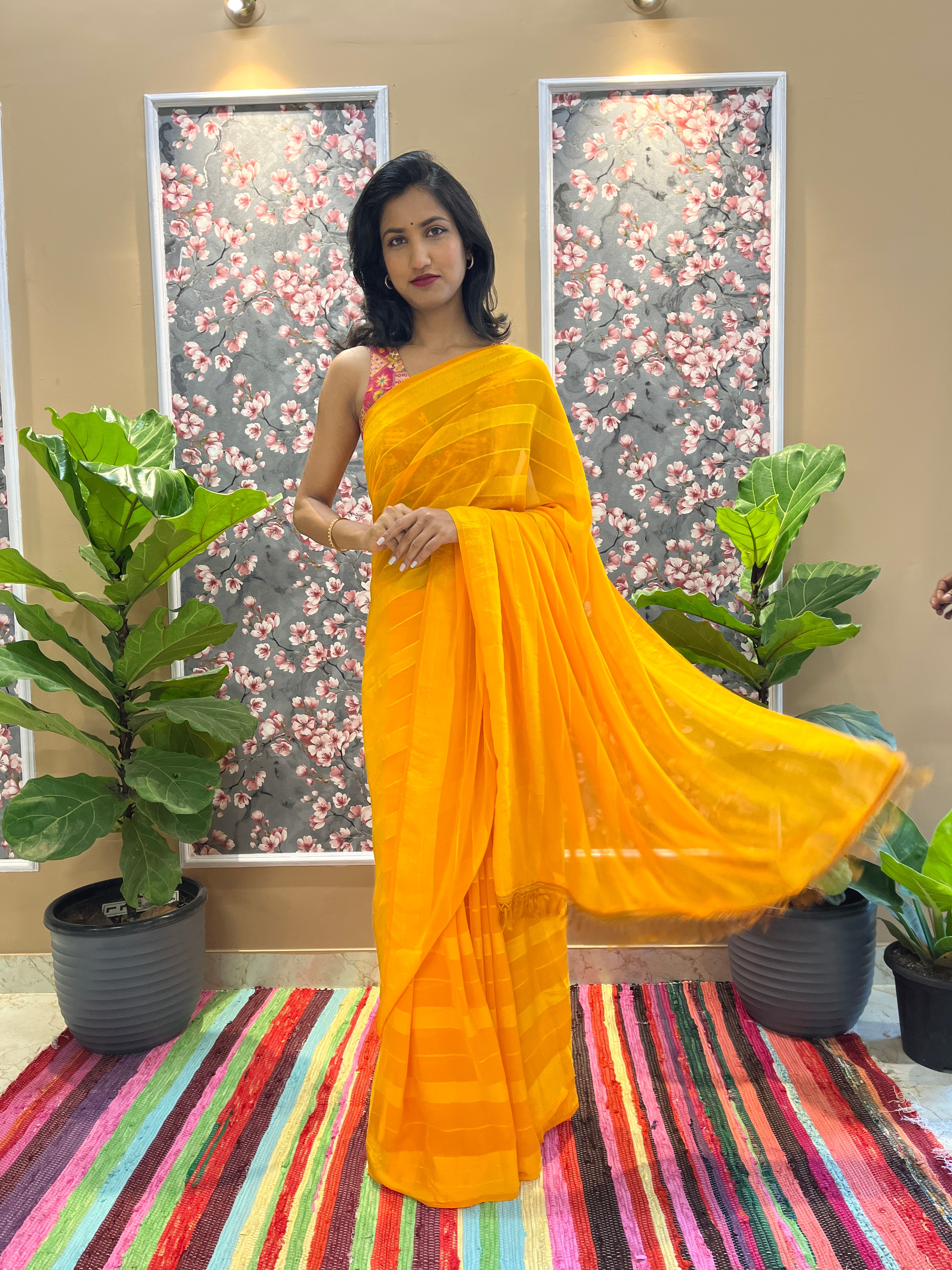 Solid Georgette Saree