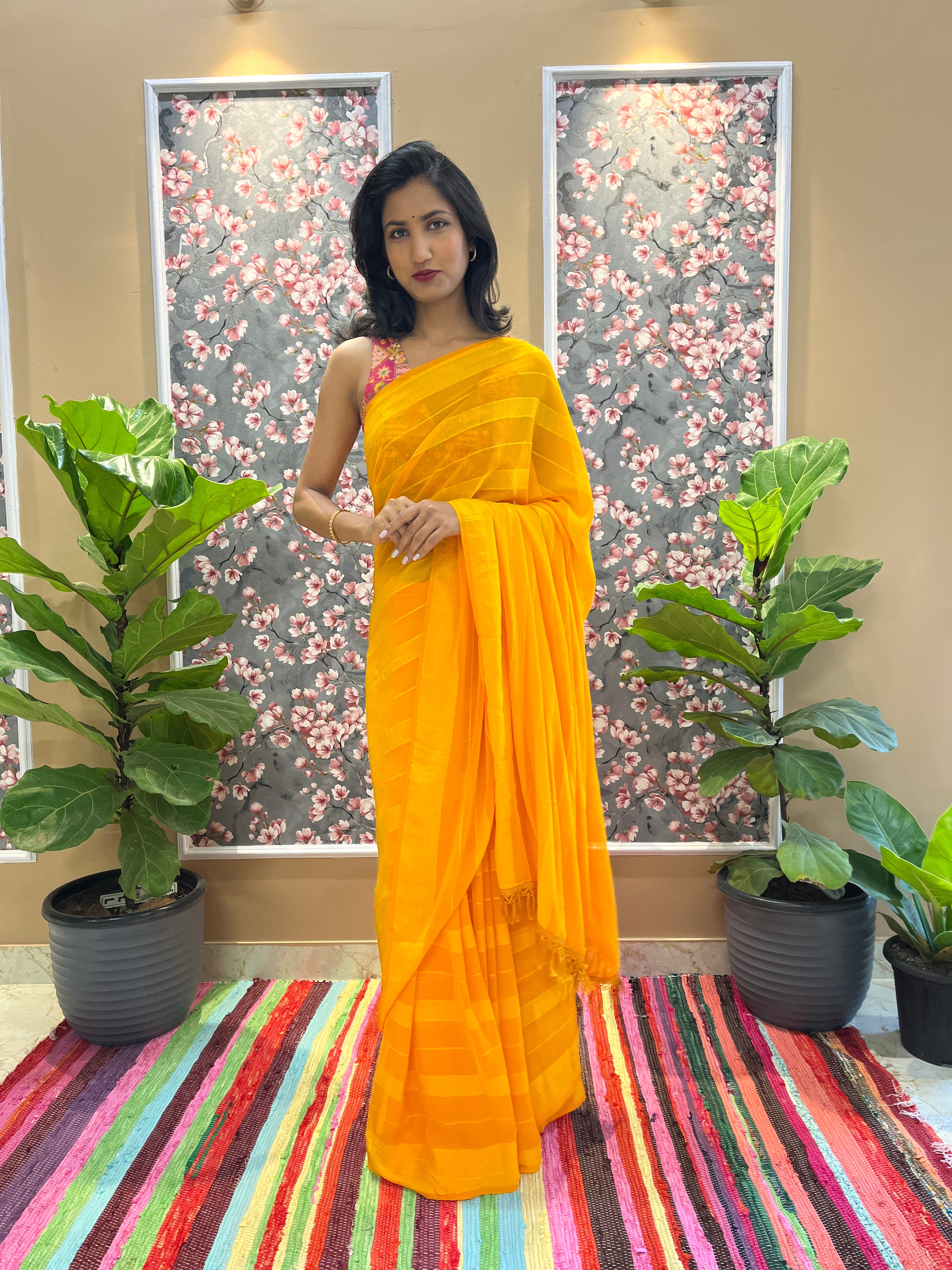 Solid Georgette Saree