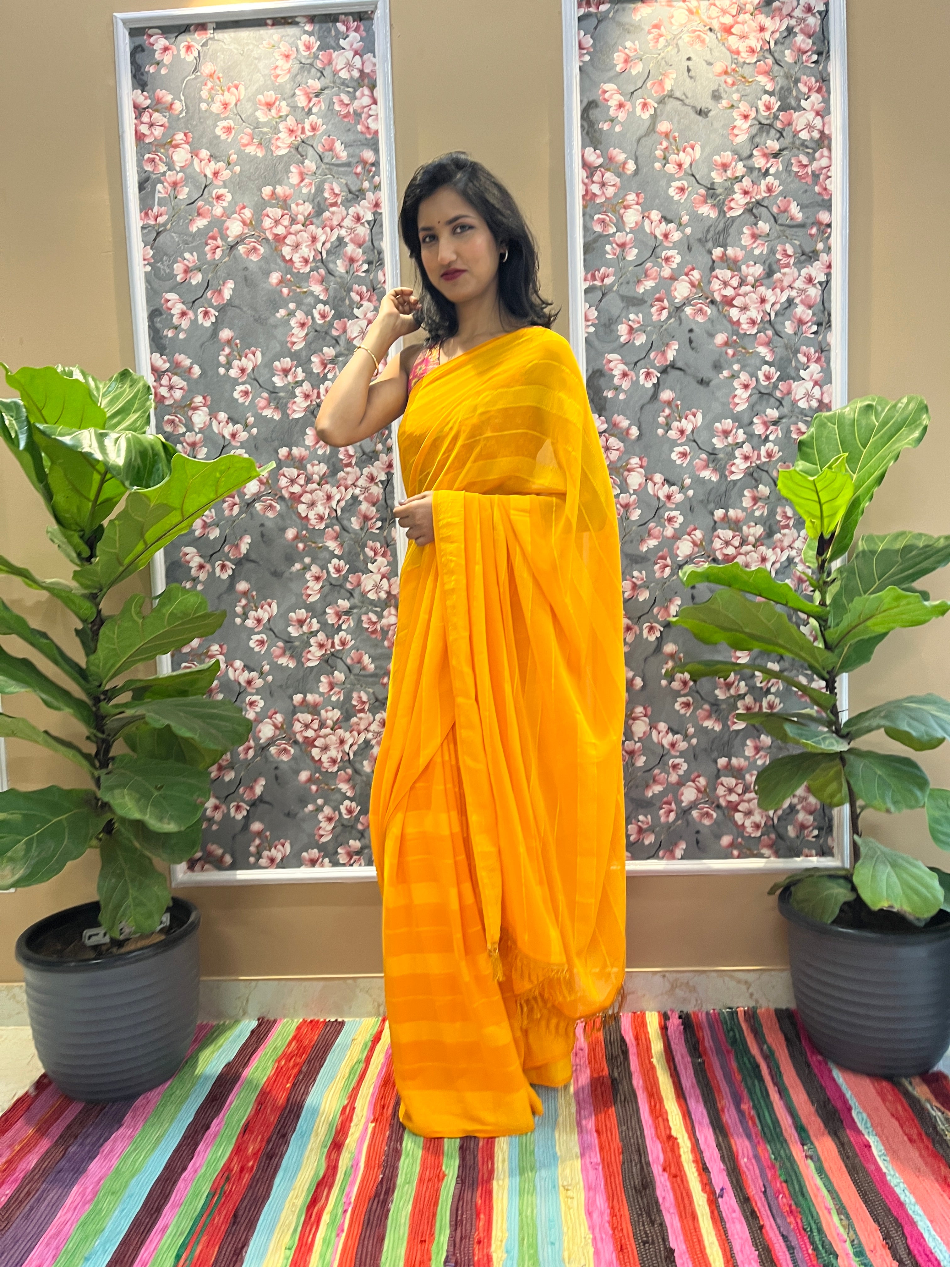 Solid Georgette Saree