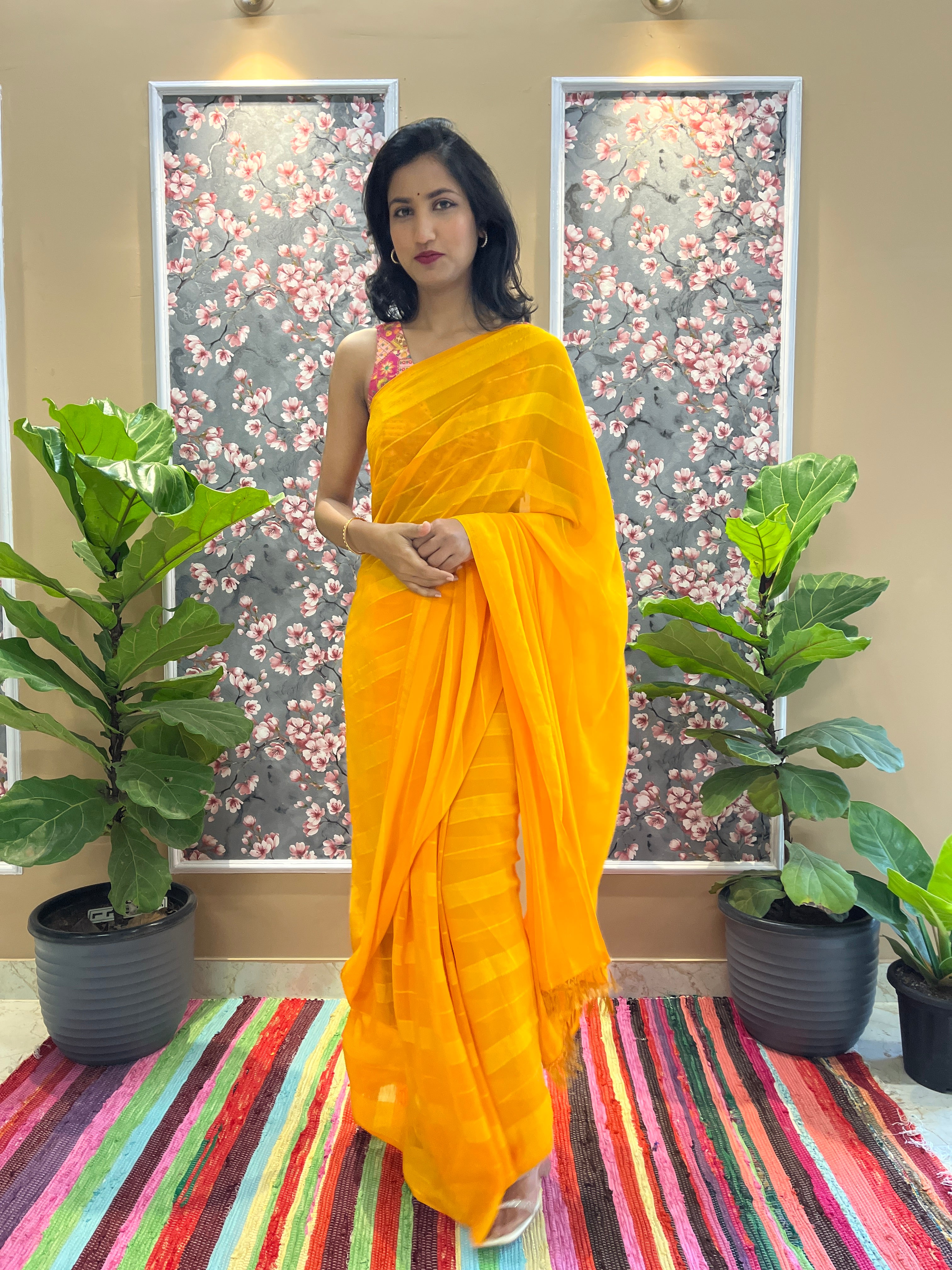Solid Georgette Saree
