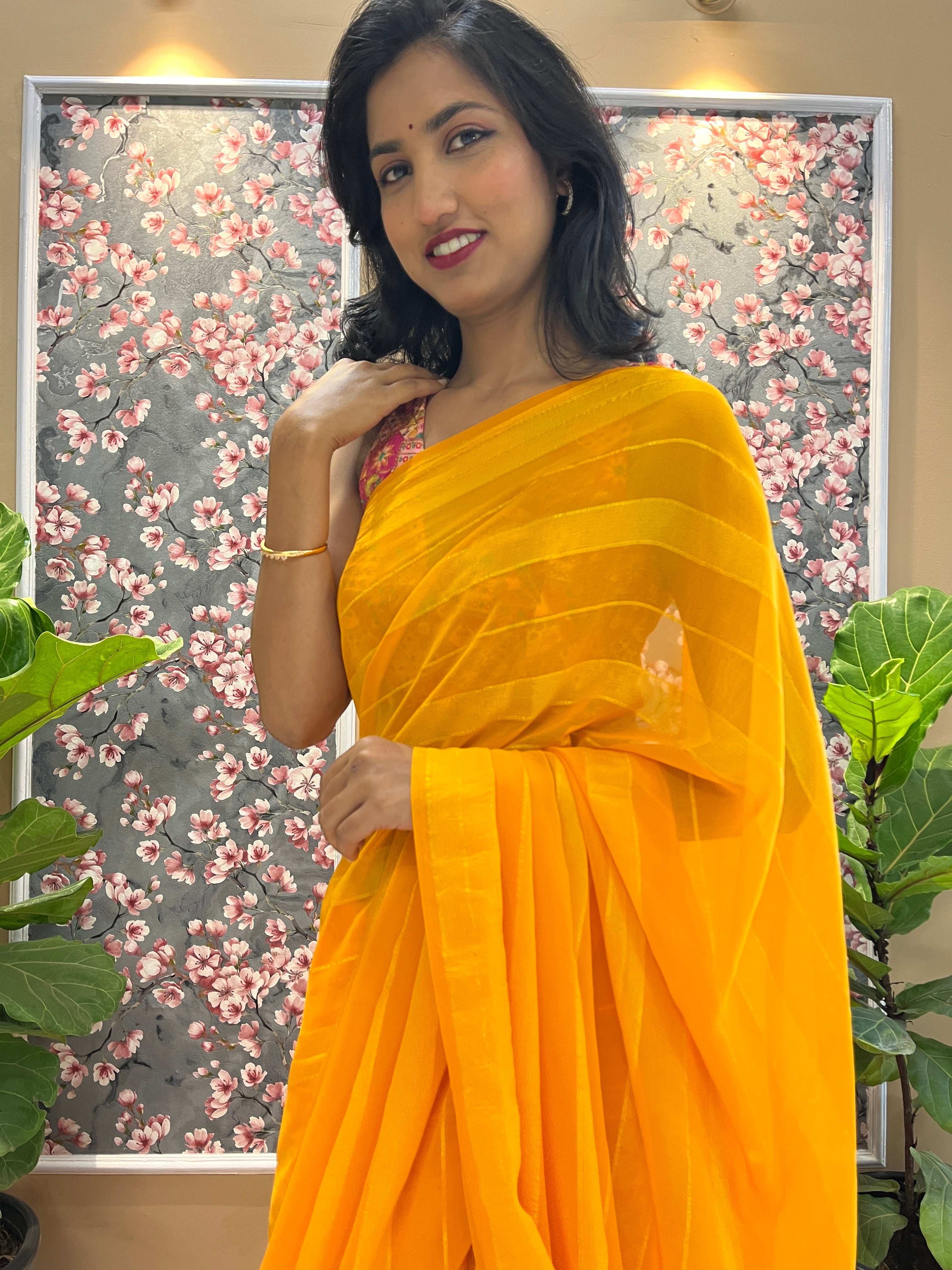 Solid Georgette Saree