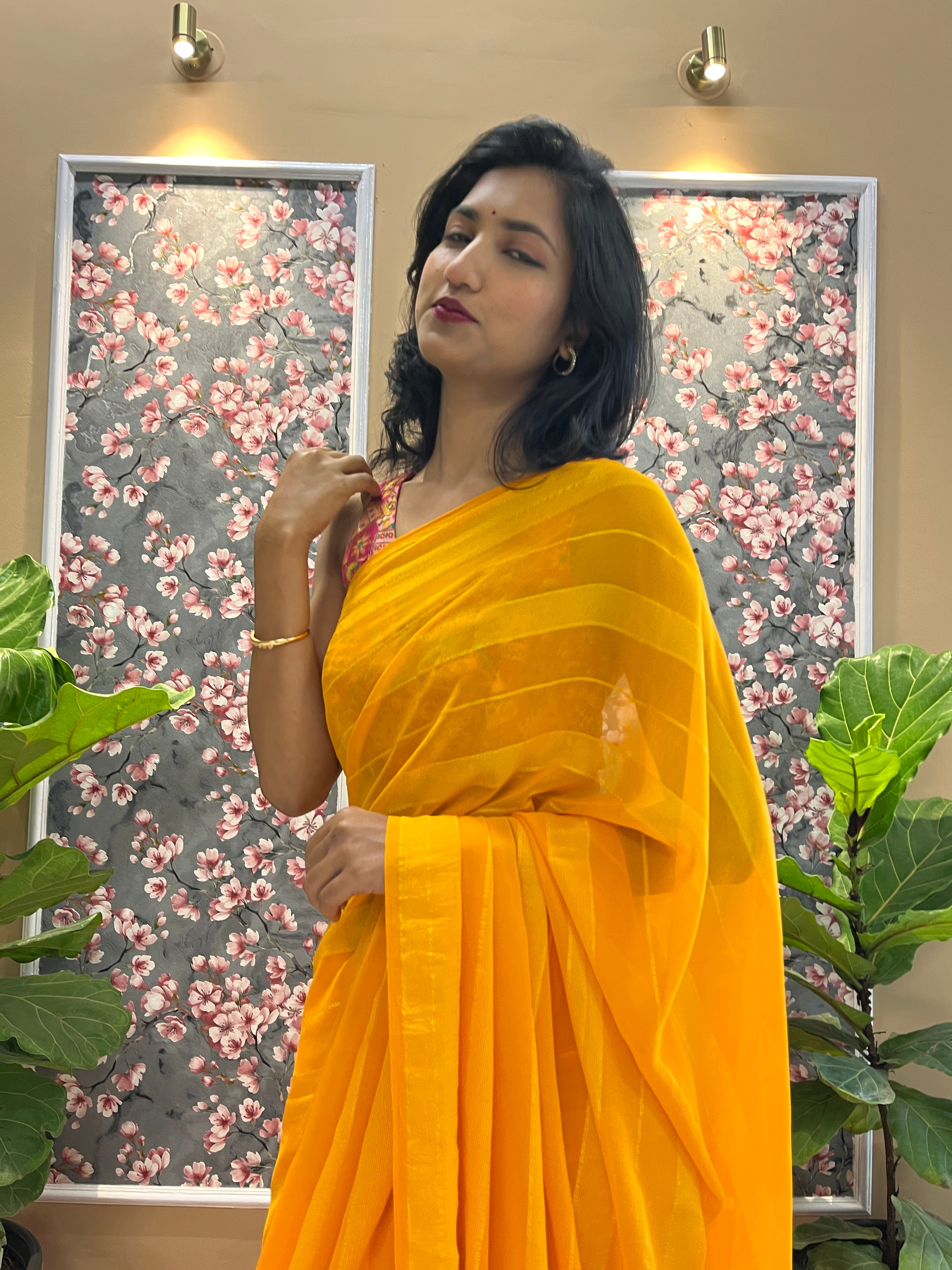 Solid Georgette Saree