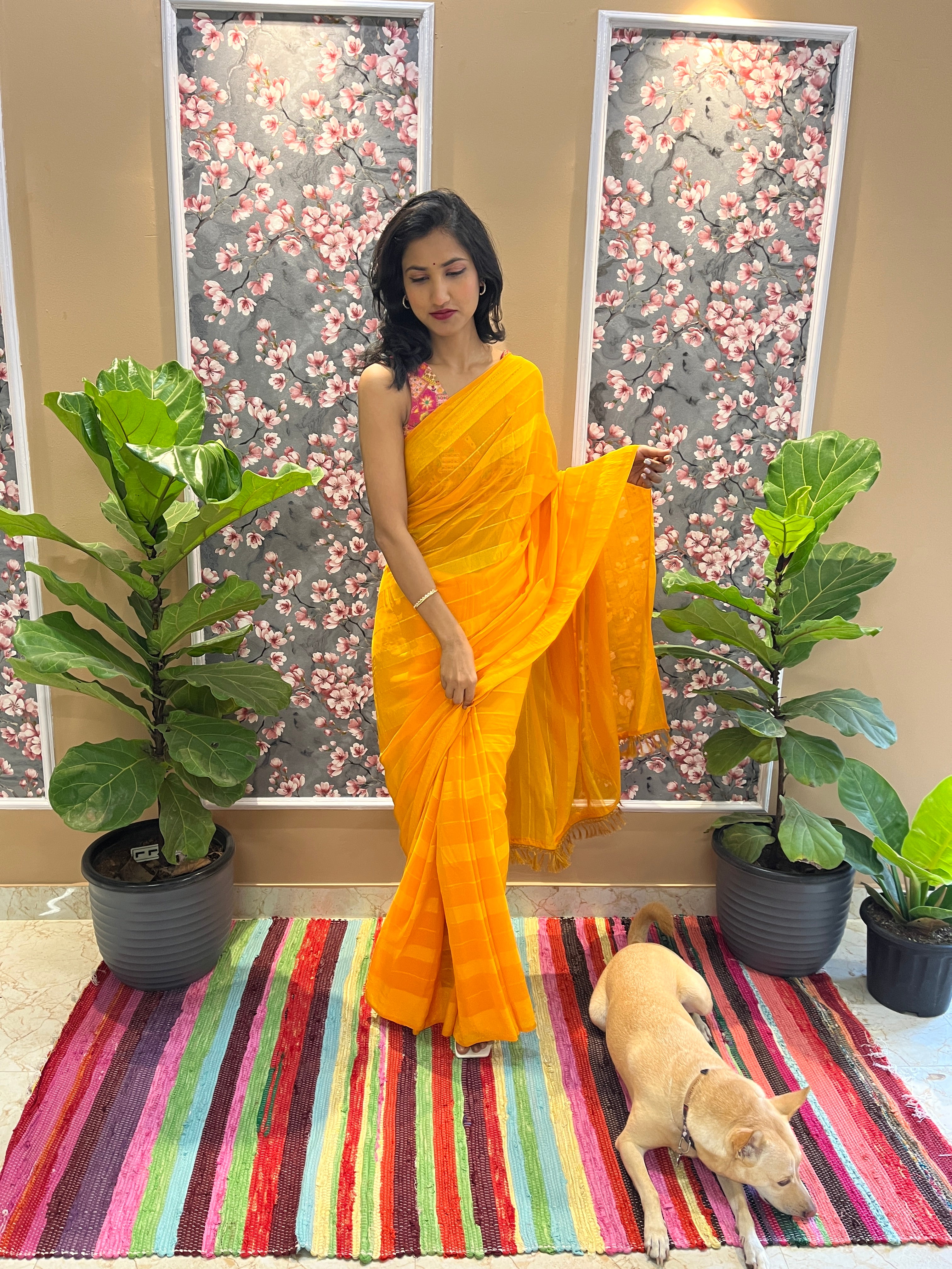 Solid Georgette Saree