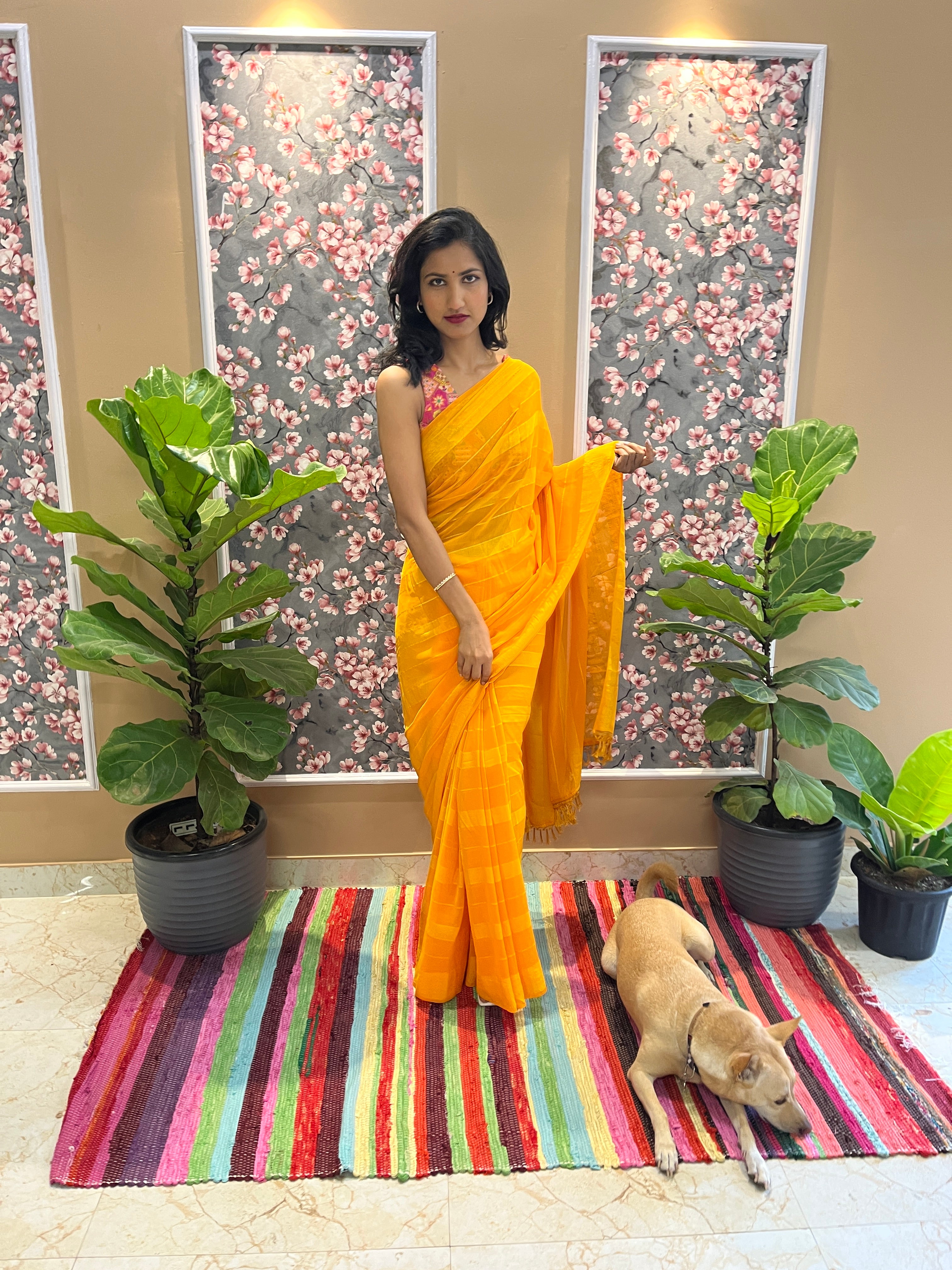 Solid Georgette Saree
