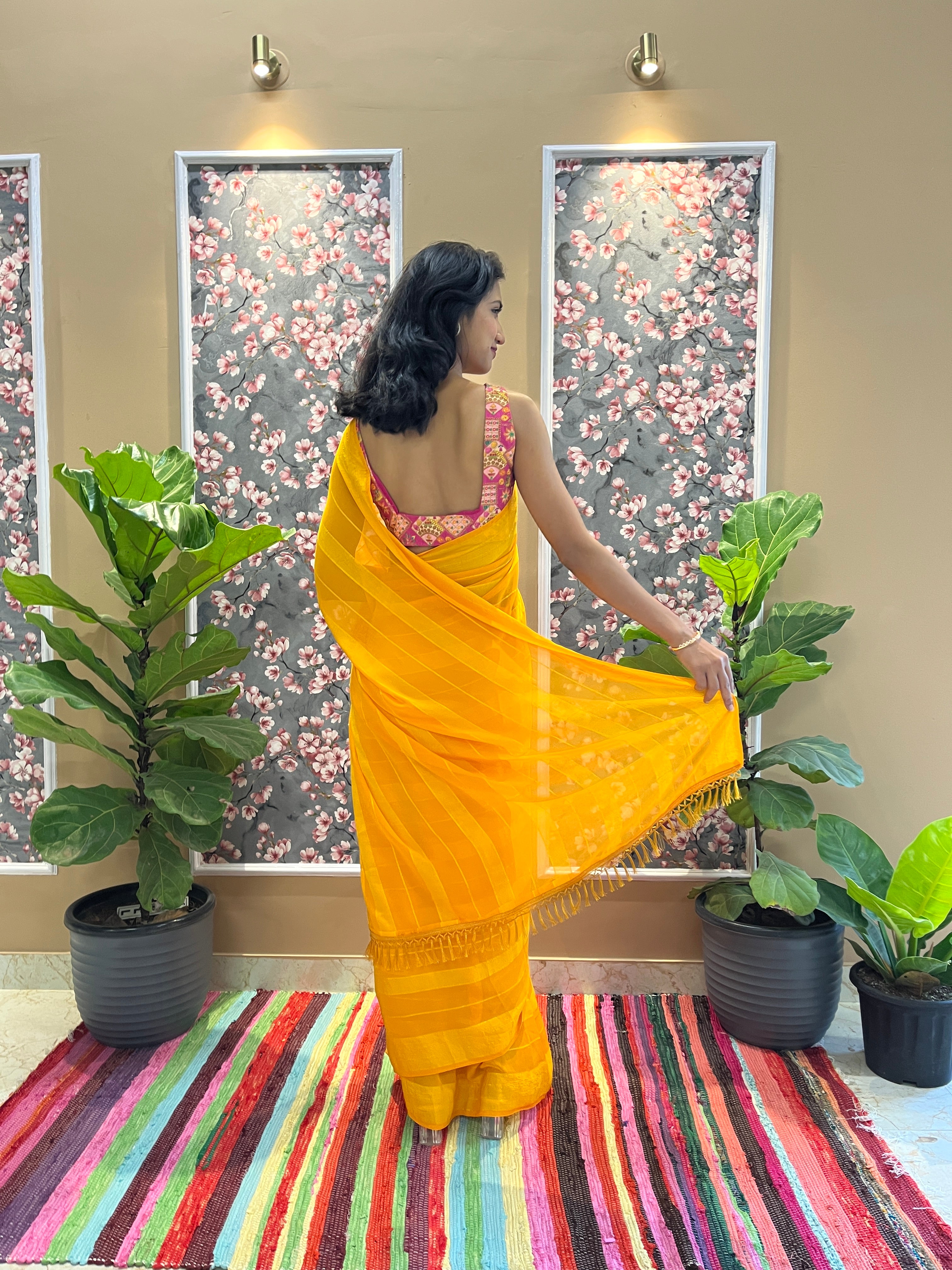 Solid Georgette Saree