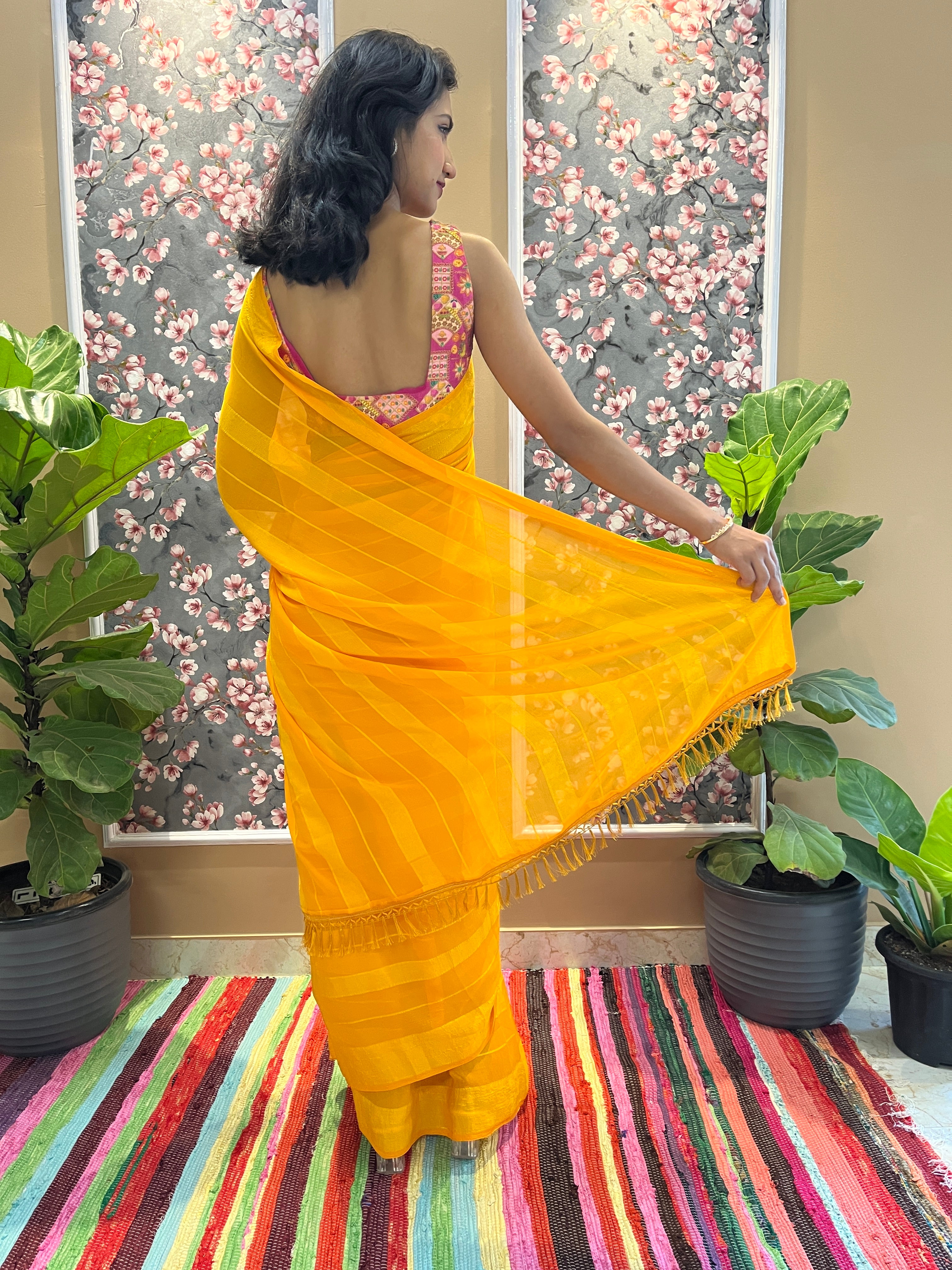 Solid Georgette Saree