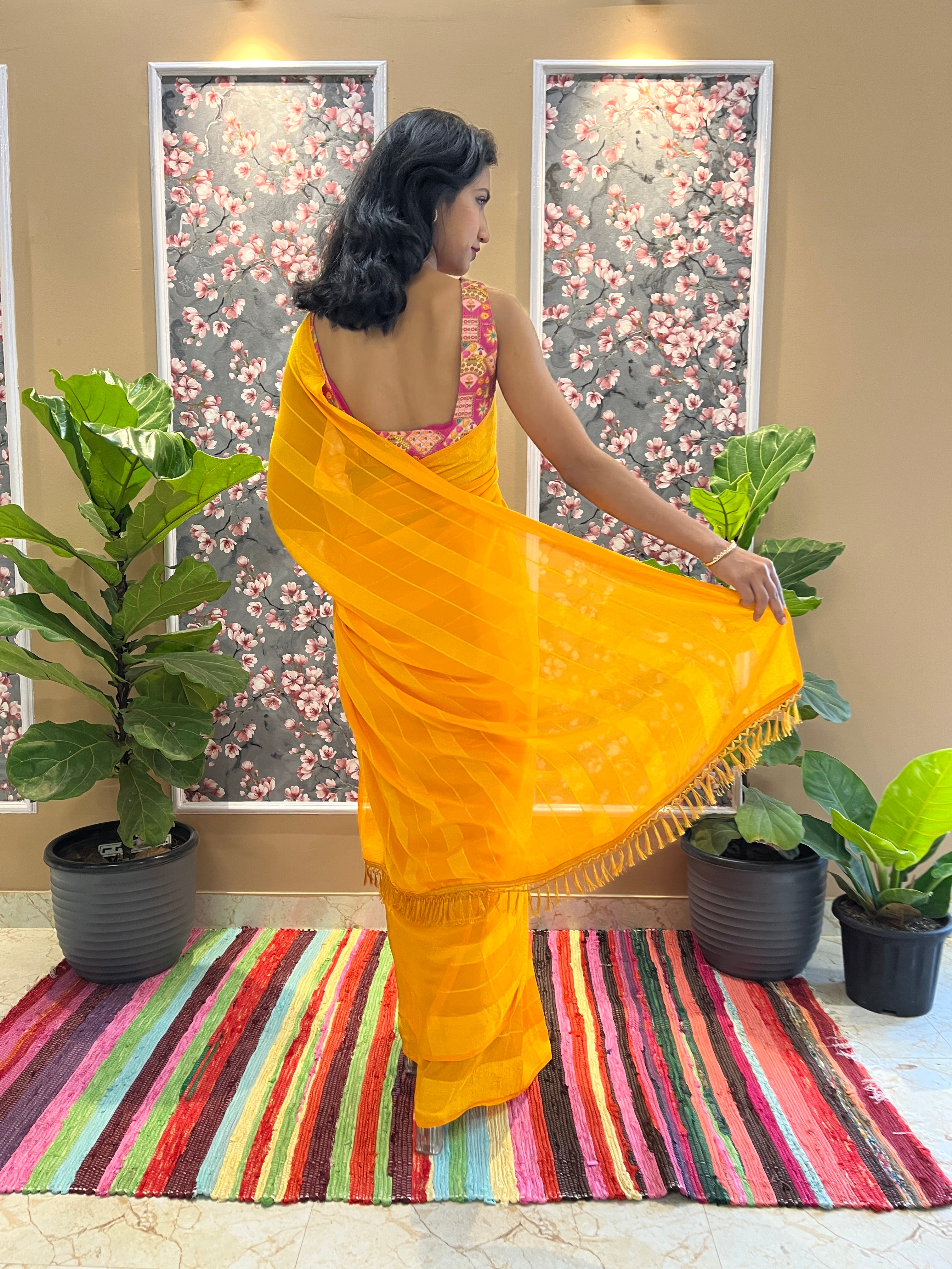Solid Georgette Saree