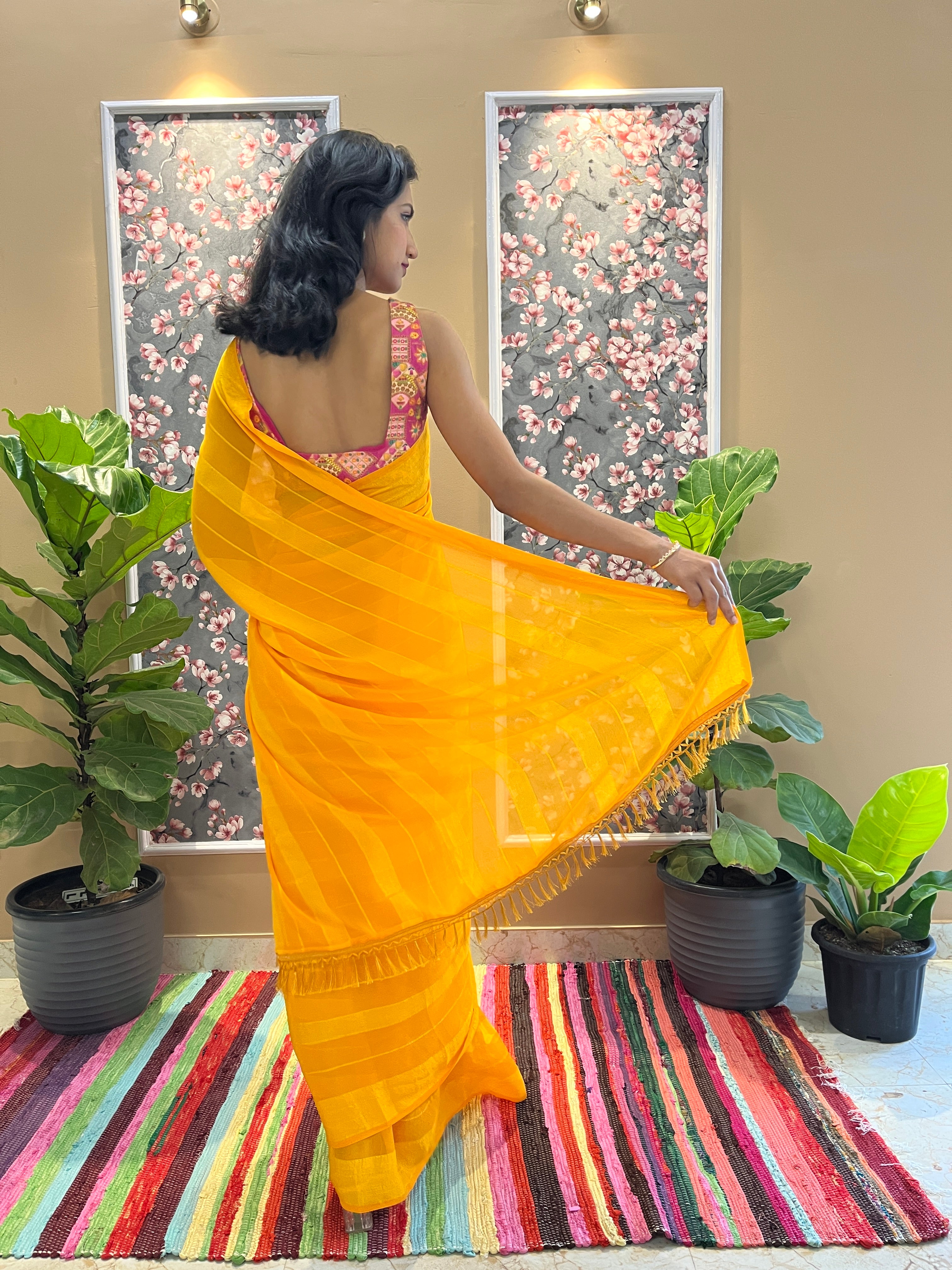 Solid Georgette Saree