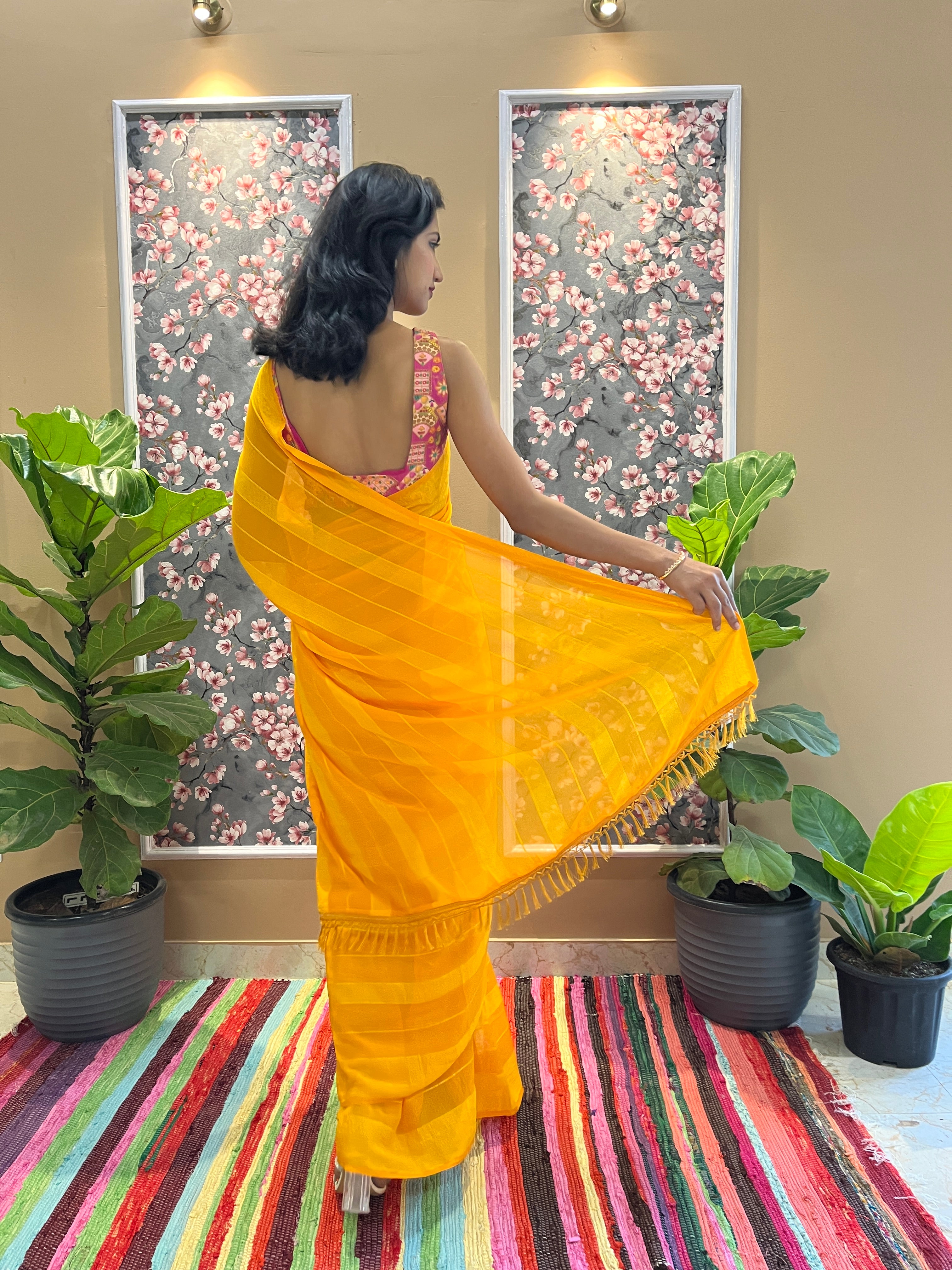 Solid Georgette Saree
