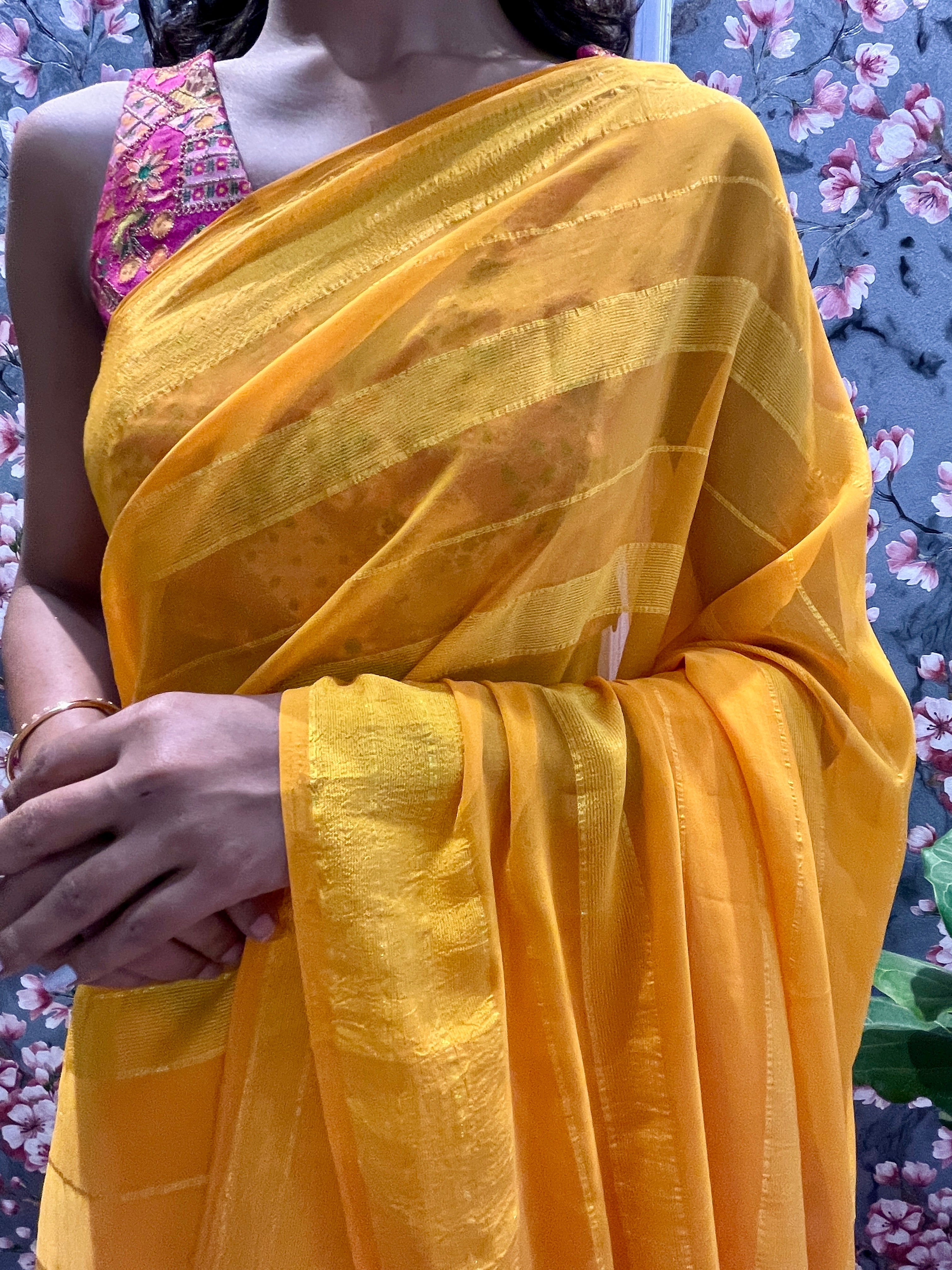 Solid Georgette Saree