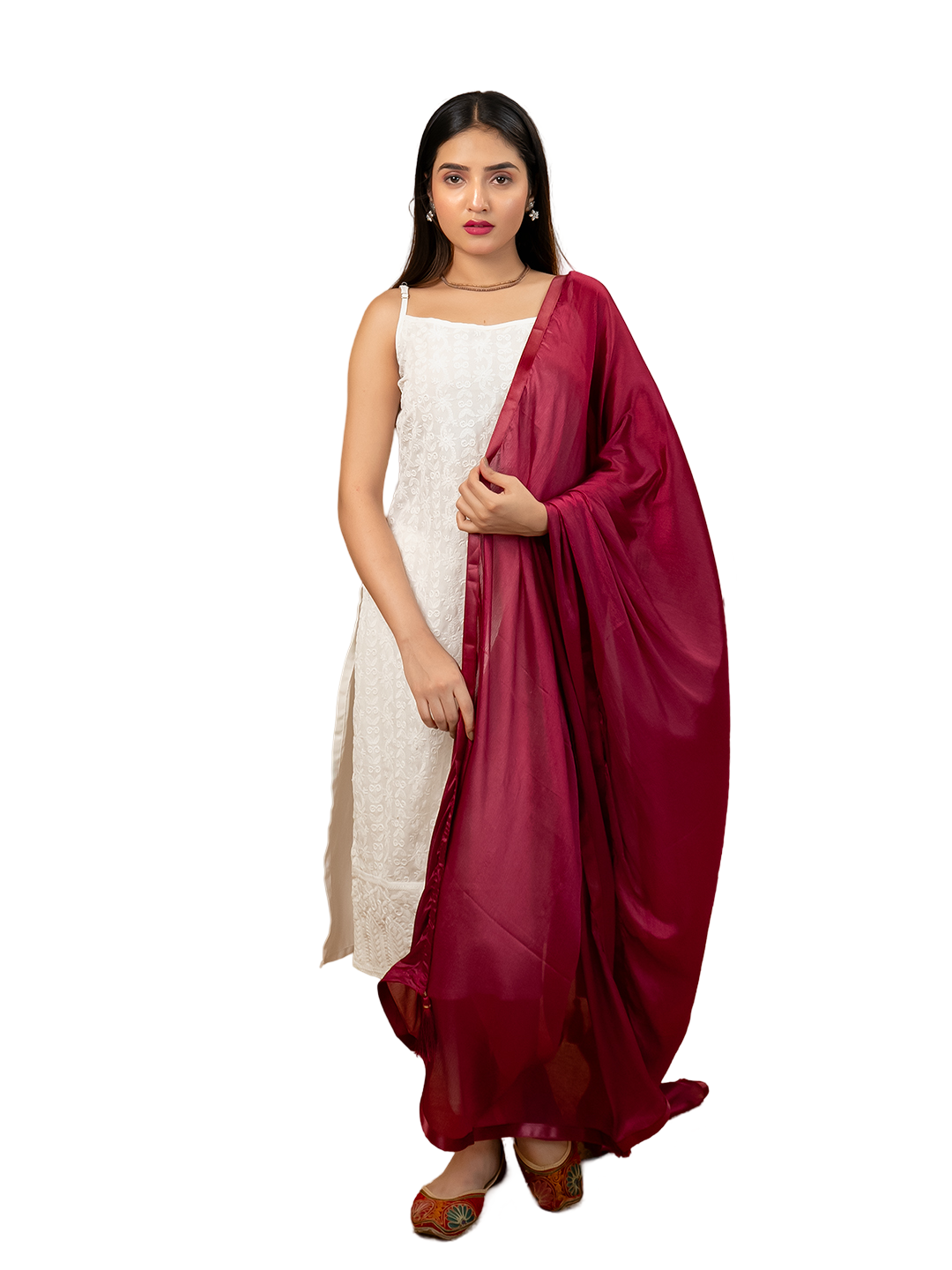 Solid Satin Crepe Dupatta