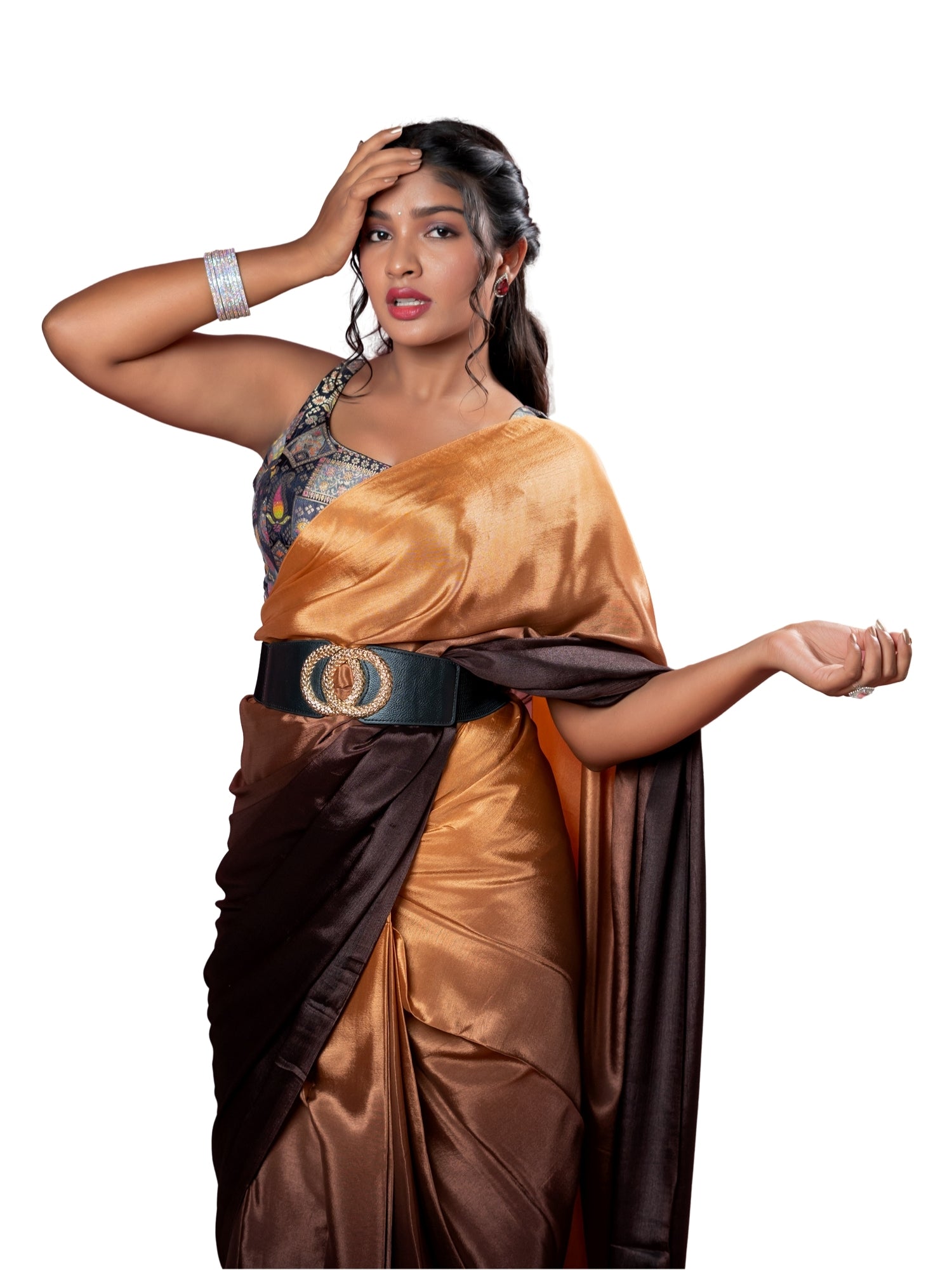 Brown Ready to Wear Party Saree