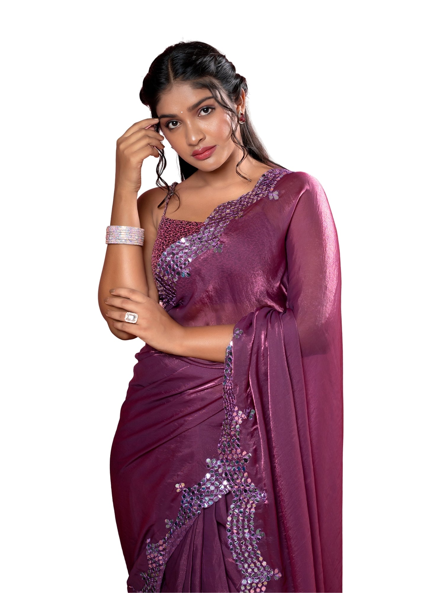 Mauve Ready to Wear Party Saree