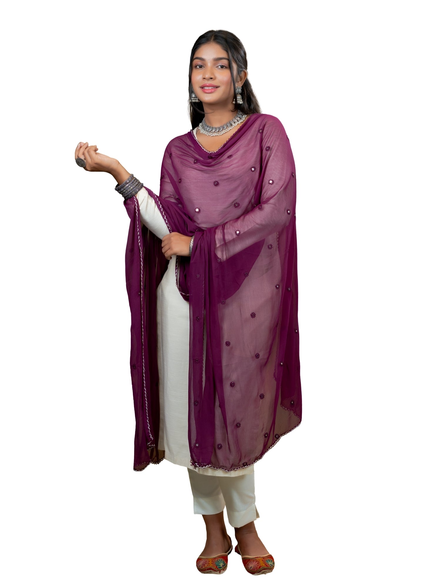 Embroidered Chiffon Dupatta
