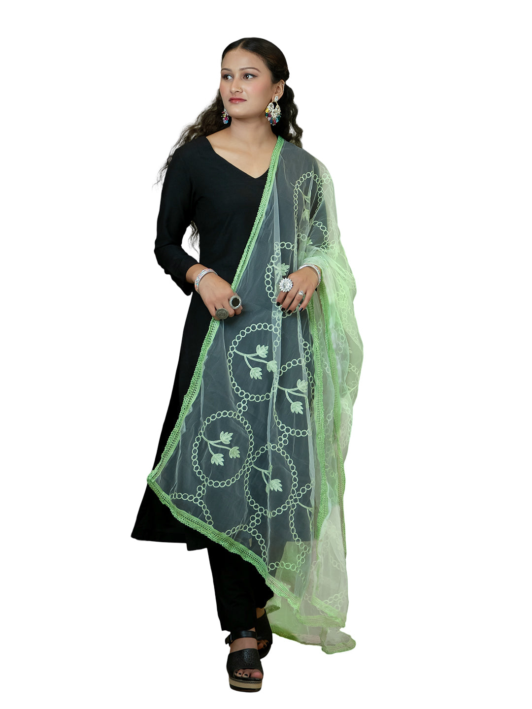 Floral Net Dupatta