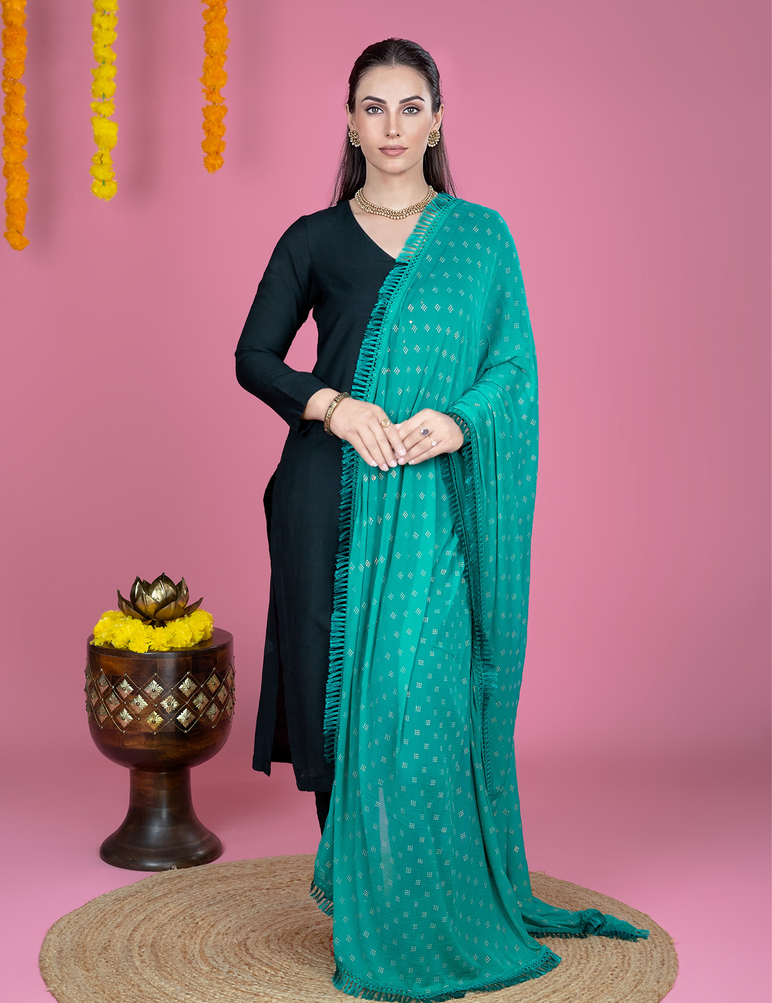 Geometric Chiffon Dew Drops Dupatta
