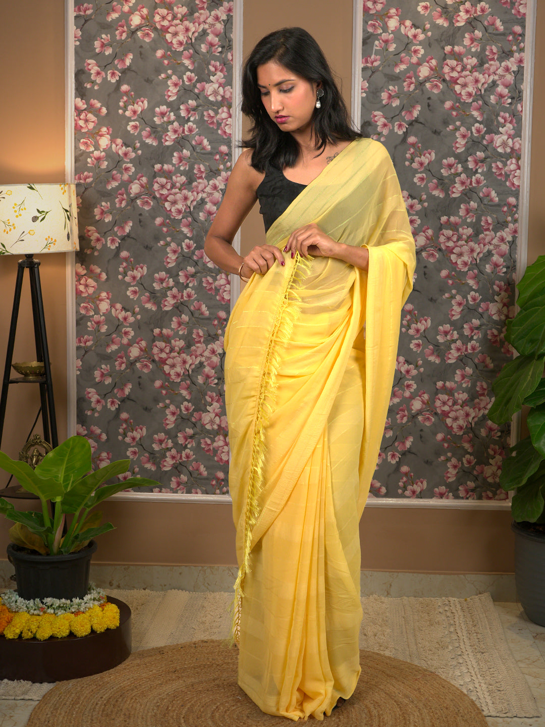 Solid Chiffon Saree
