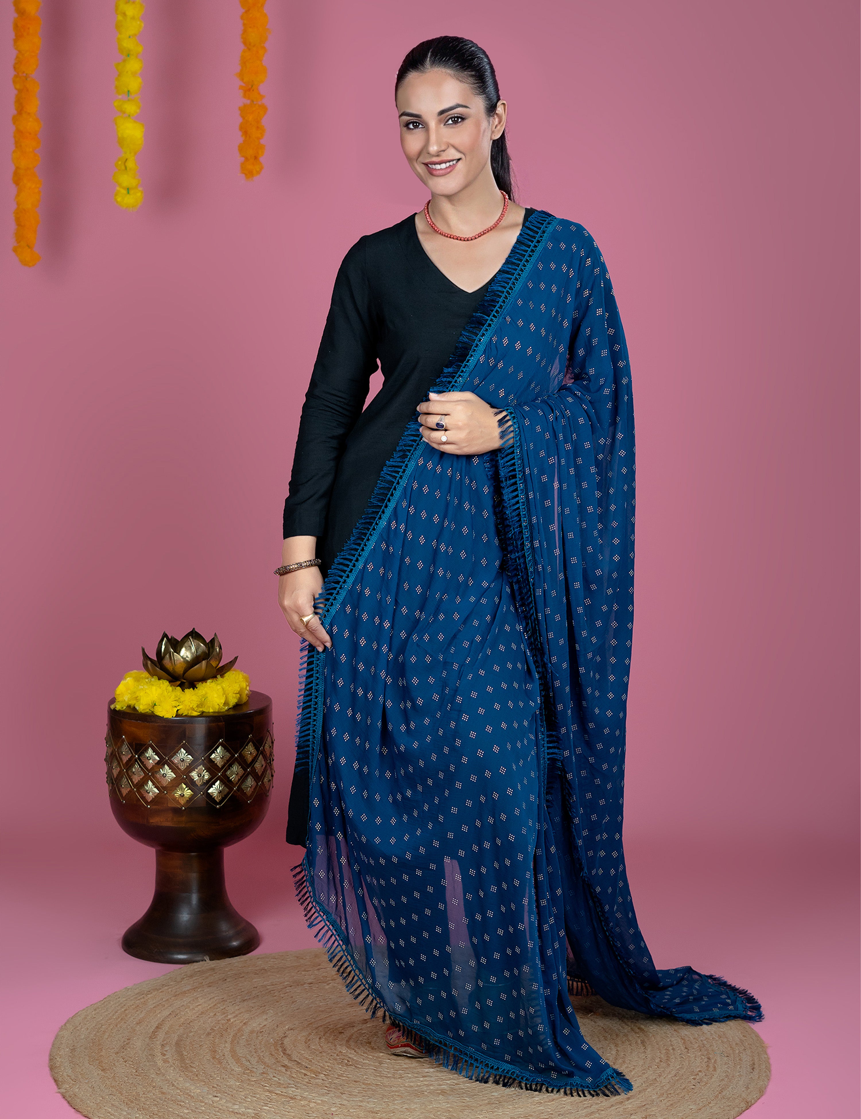 Geometric Chiffon Dew Drops Dupatta