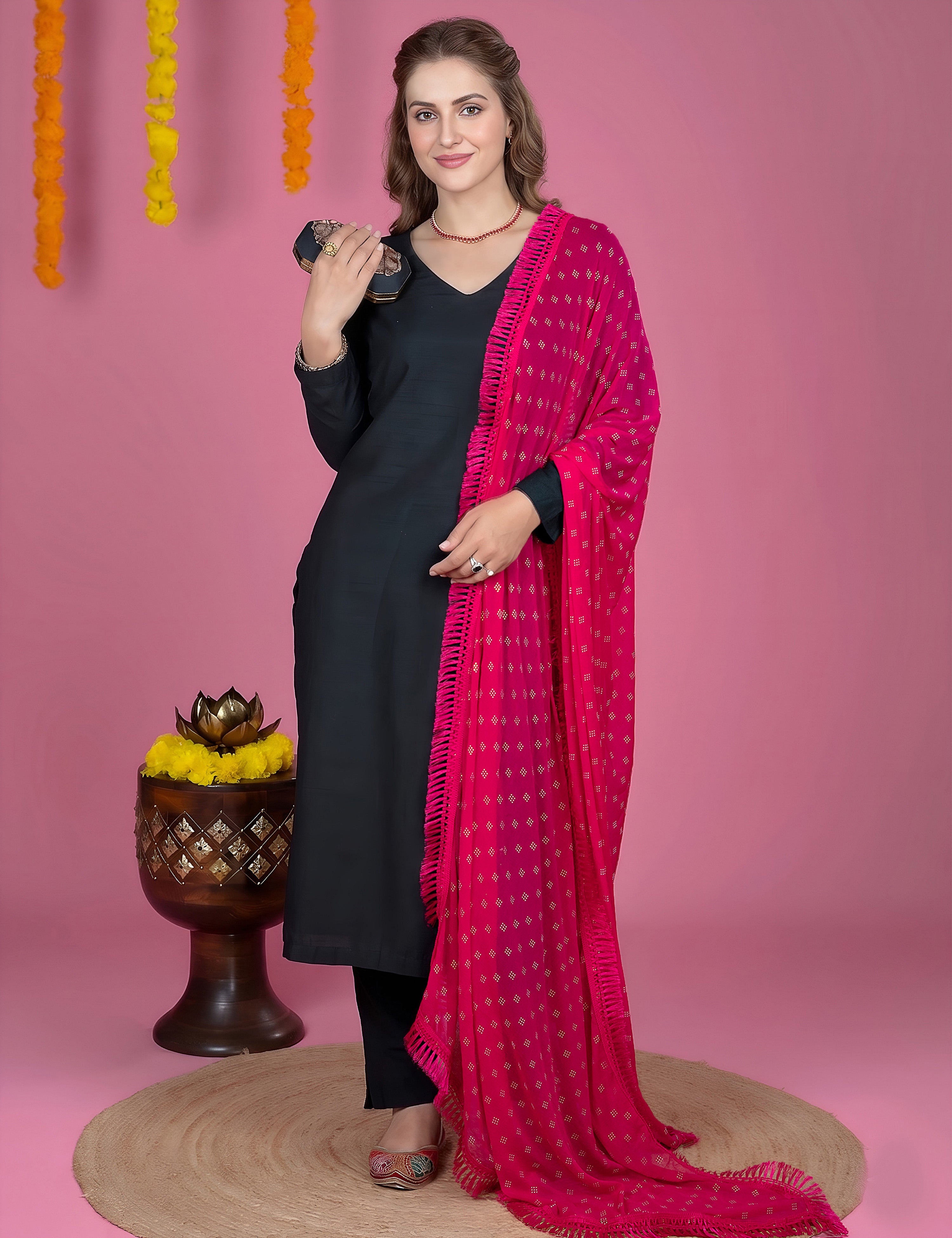 Geometric Chiffon Dew Drops Dupatta
