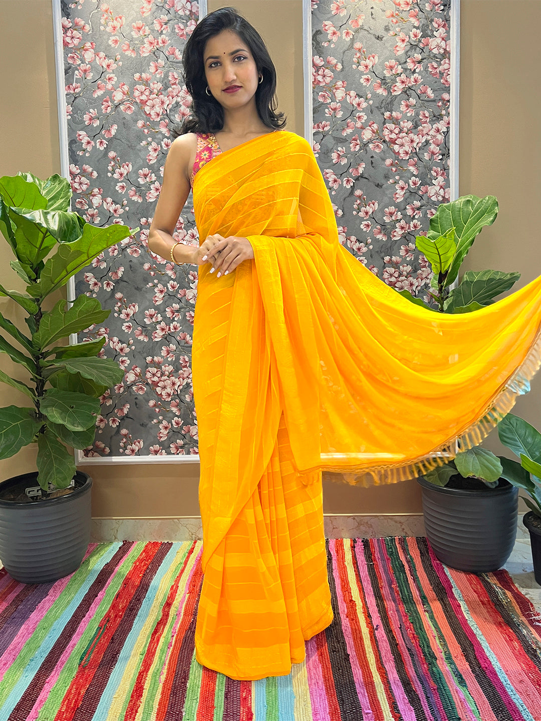 Solid Georgette Saree