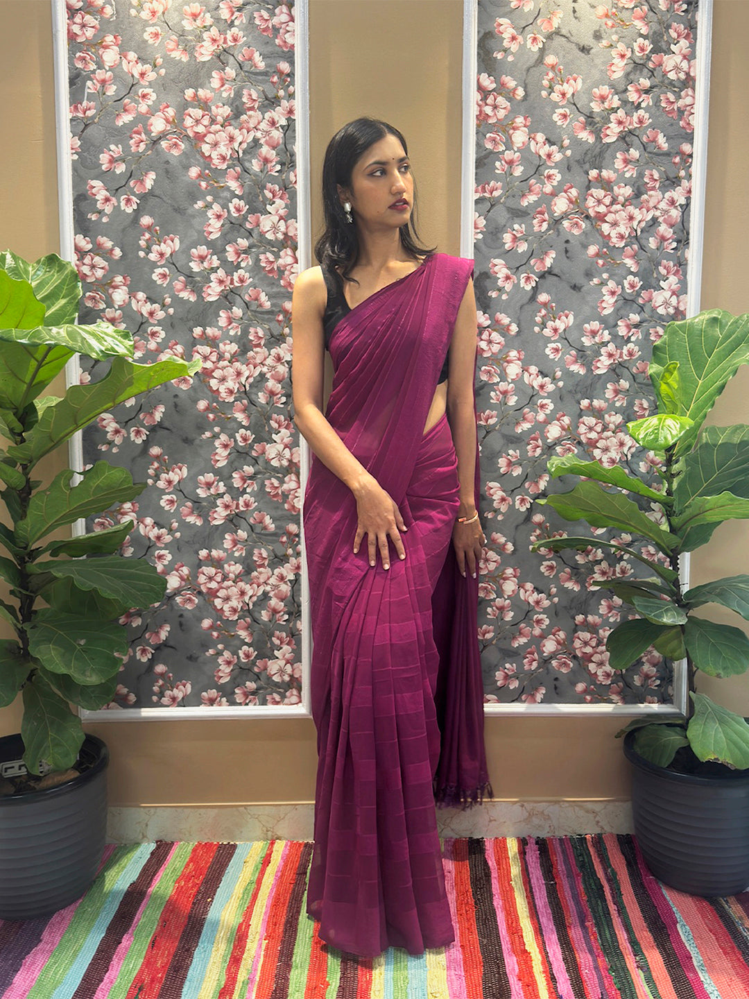 Solid Georgette Saree