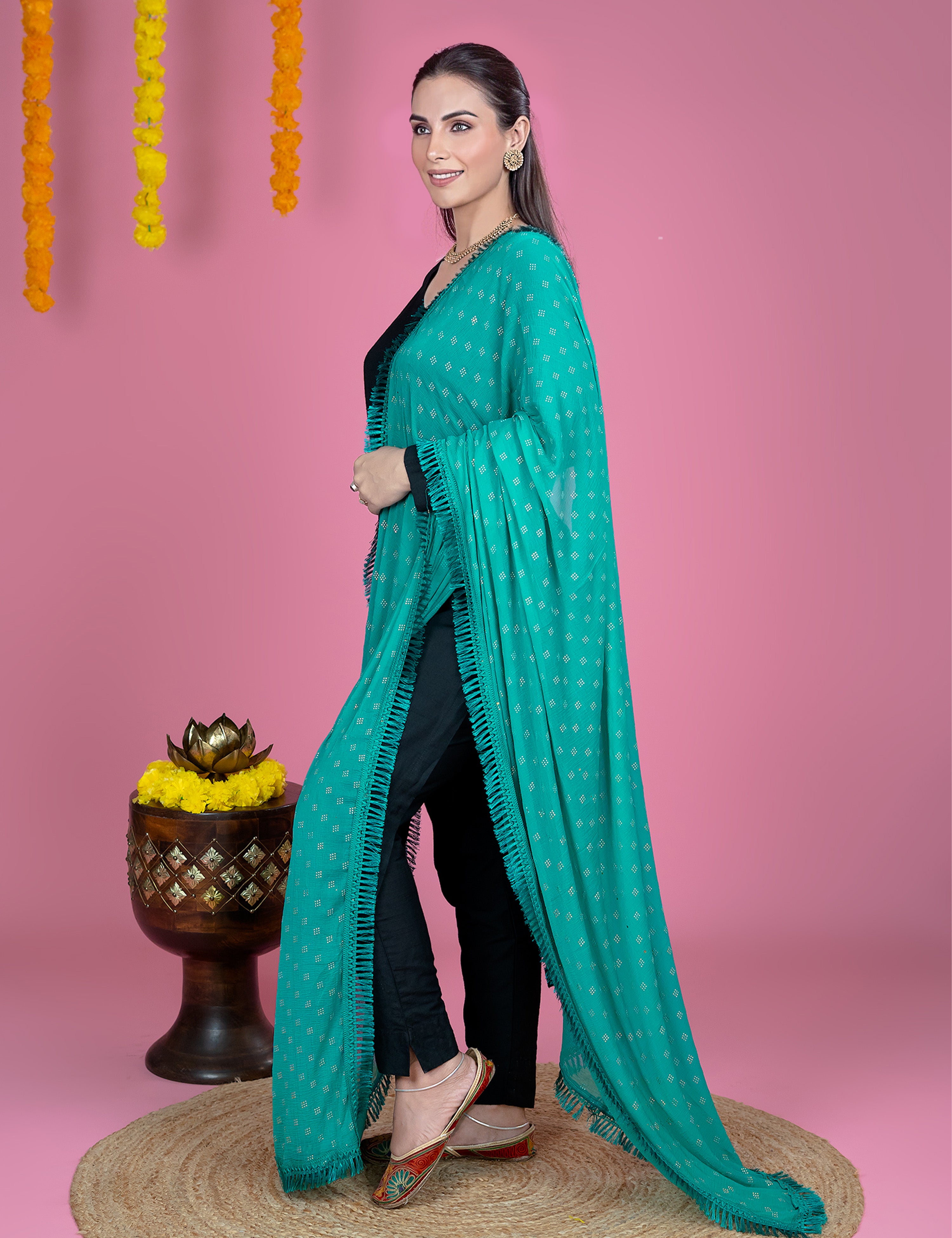 Geometric Chiffon Dew Drops Dupatta