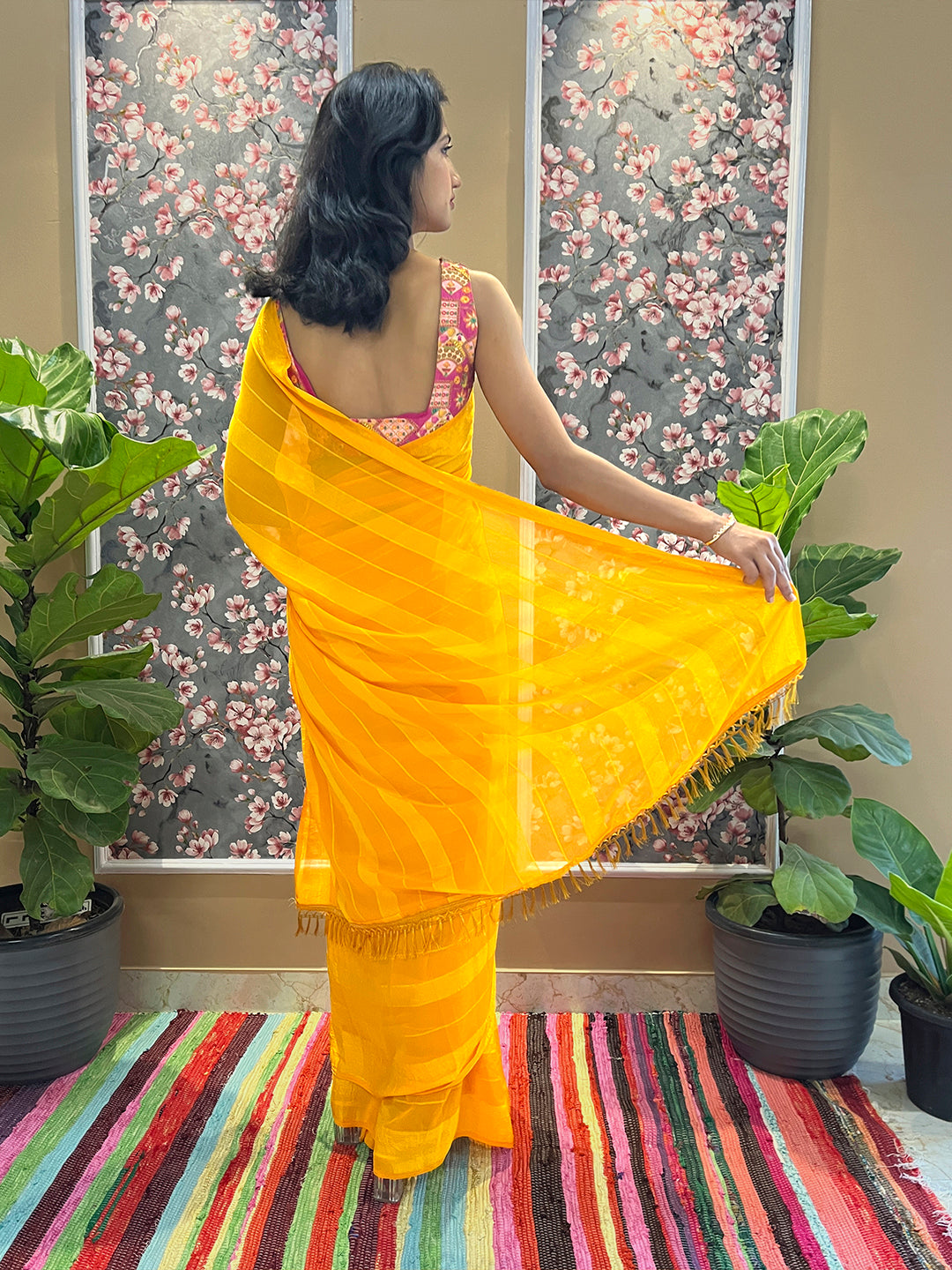 Solid Georgette Saree