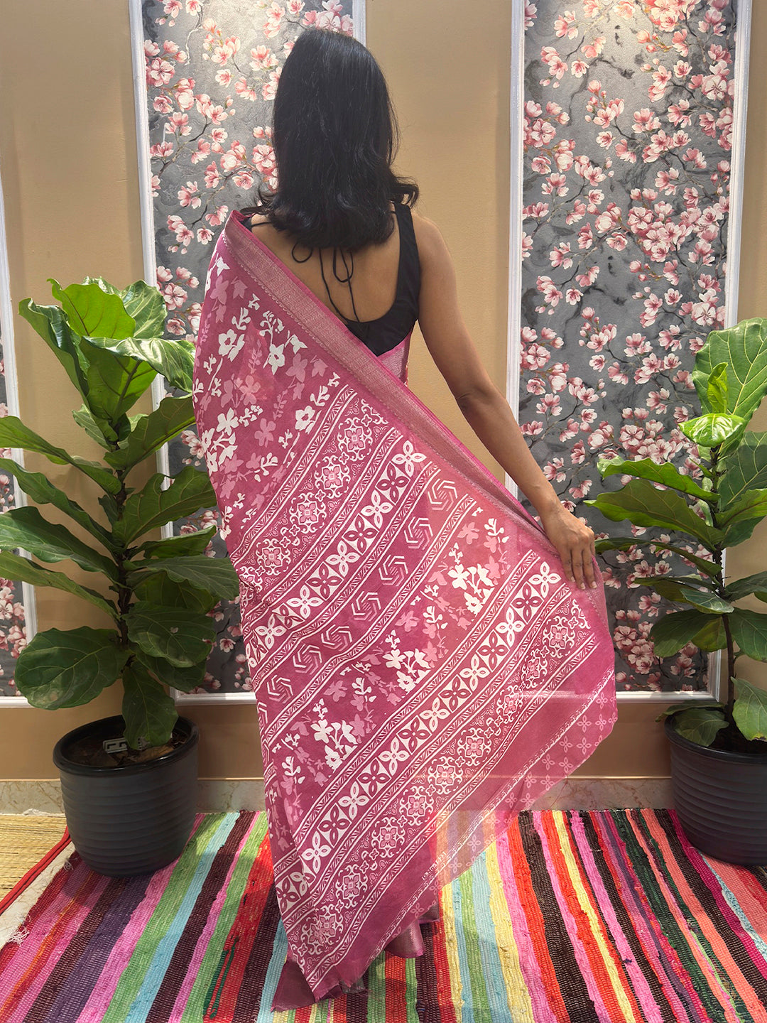 Floral Cotton Blend Saree