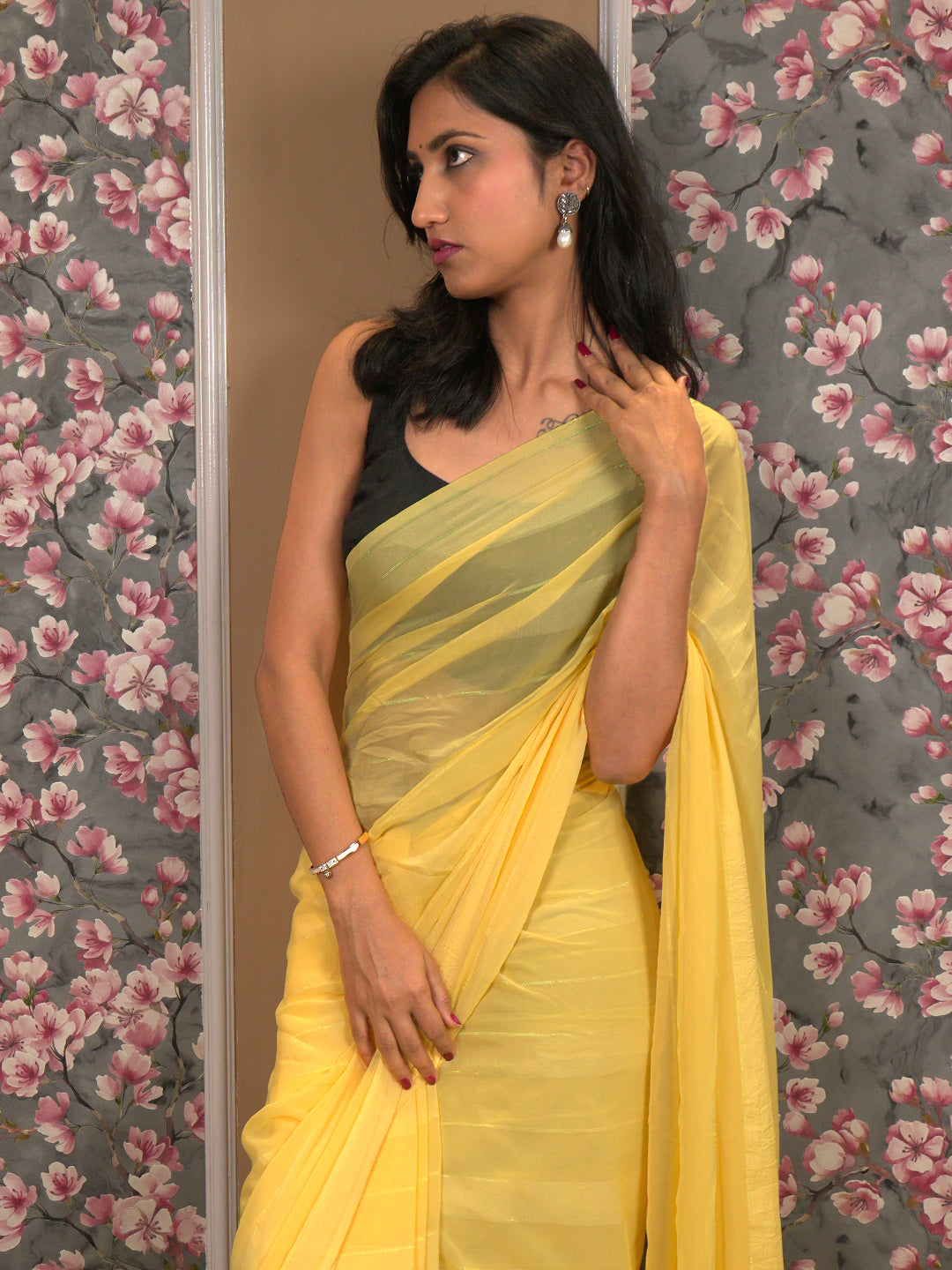 Solid Chiffon Saree