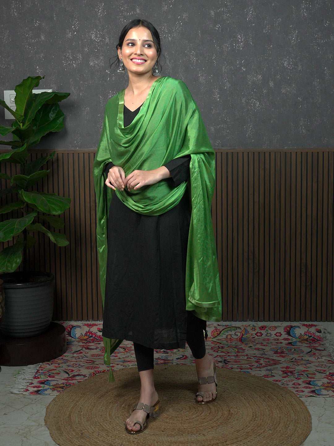 Solid Satin Crepe Dupatta